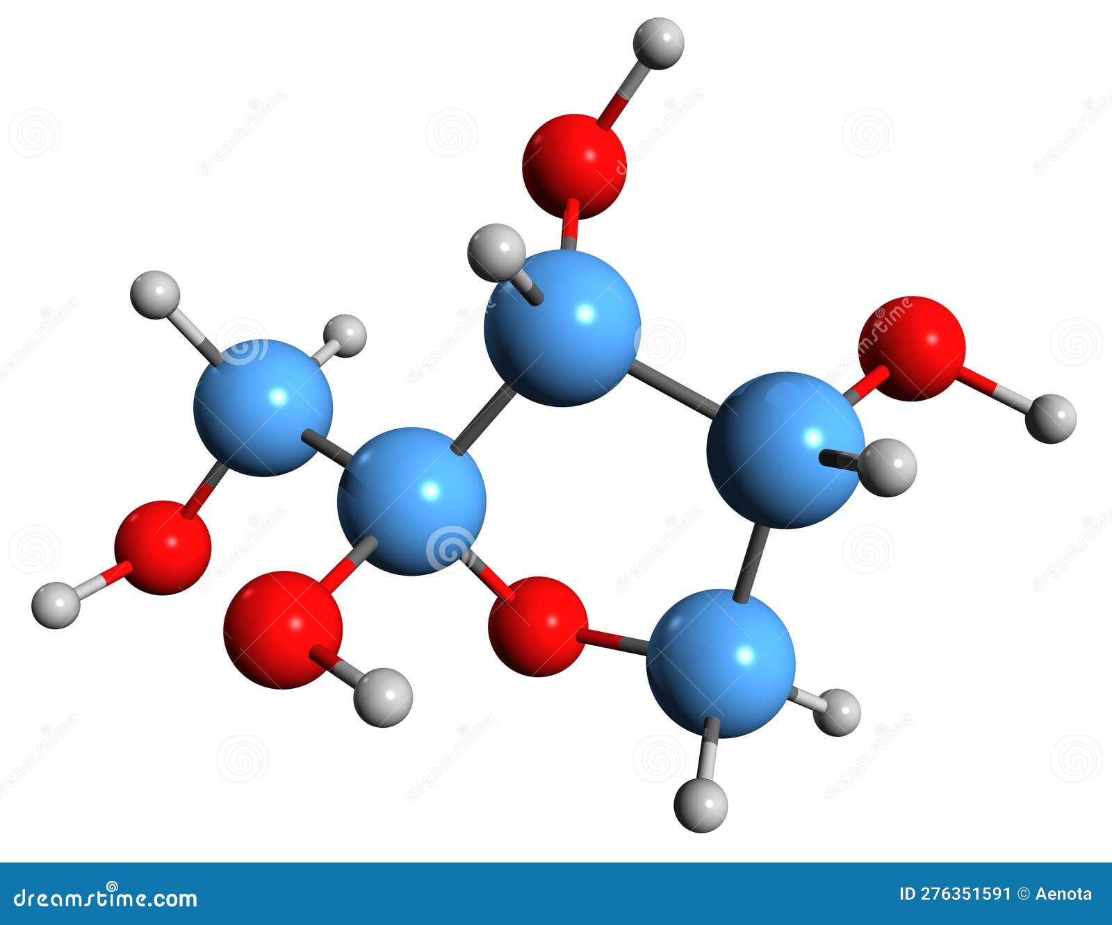 3d image of ribulose skeletal formula