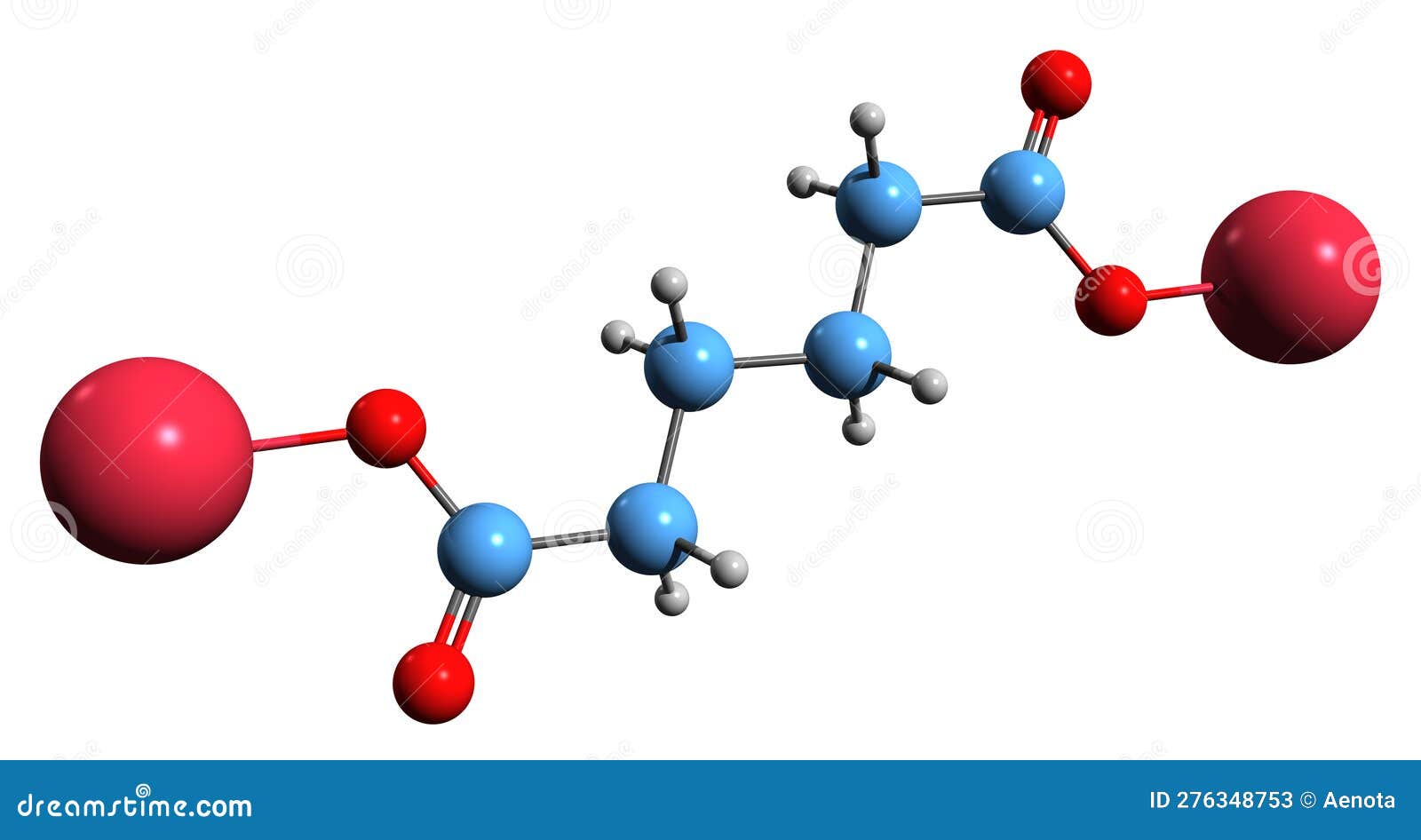 3D Image of Sodium Adipate Skeletal Formula Stock Illustration