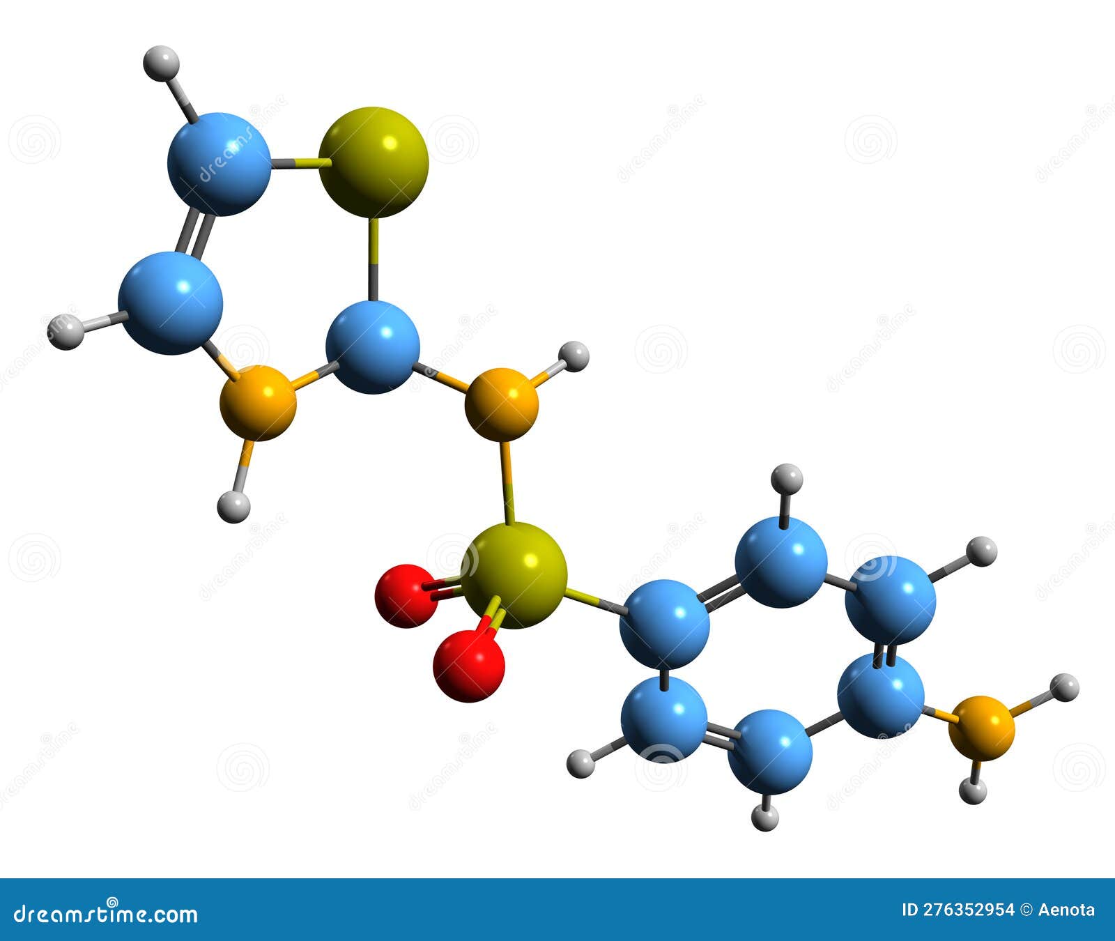 3d image of sulfathiazole skeletal formula