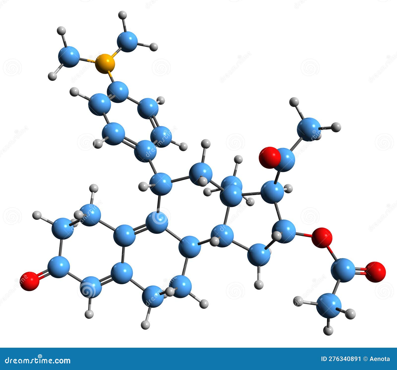 3d image of ulipristal acetate skeletal formula