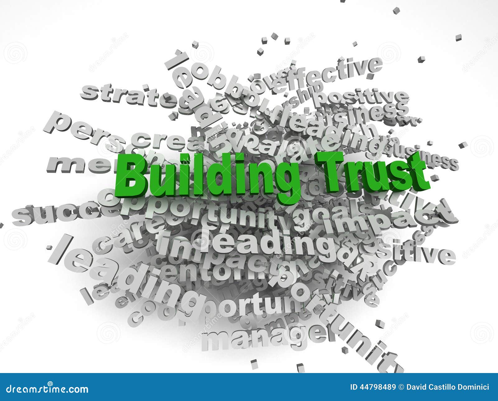 3d imagen building trust concept in word tag cloud on white back