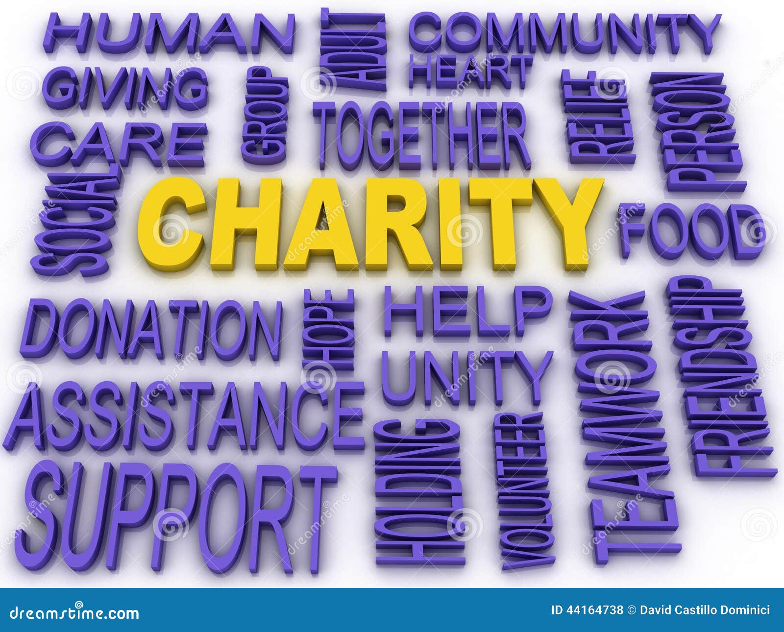 3d imagen charity concept in word collage