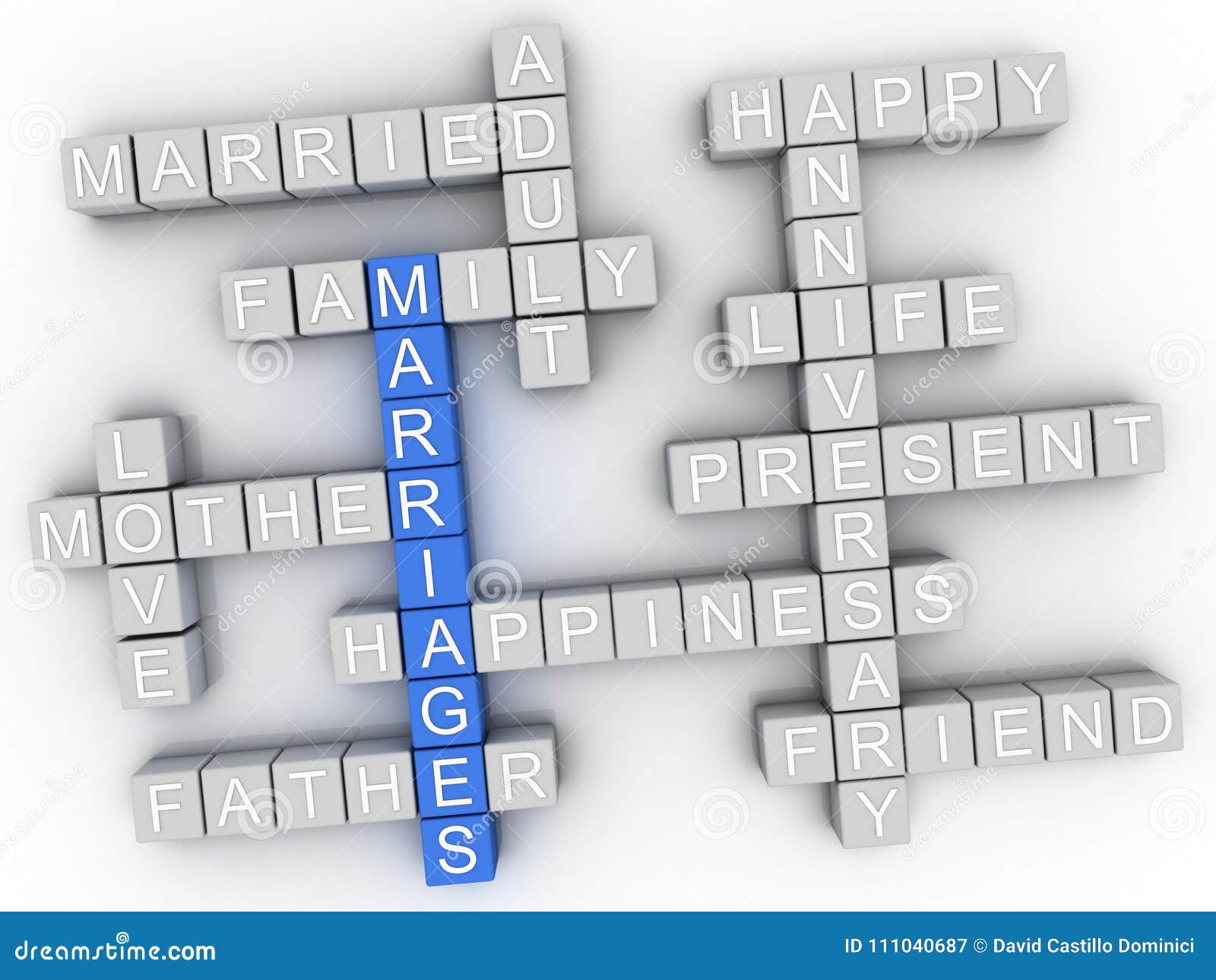 3d imagen marriage word cloud concept.