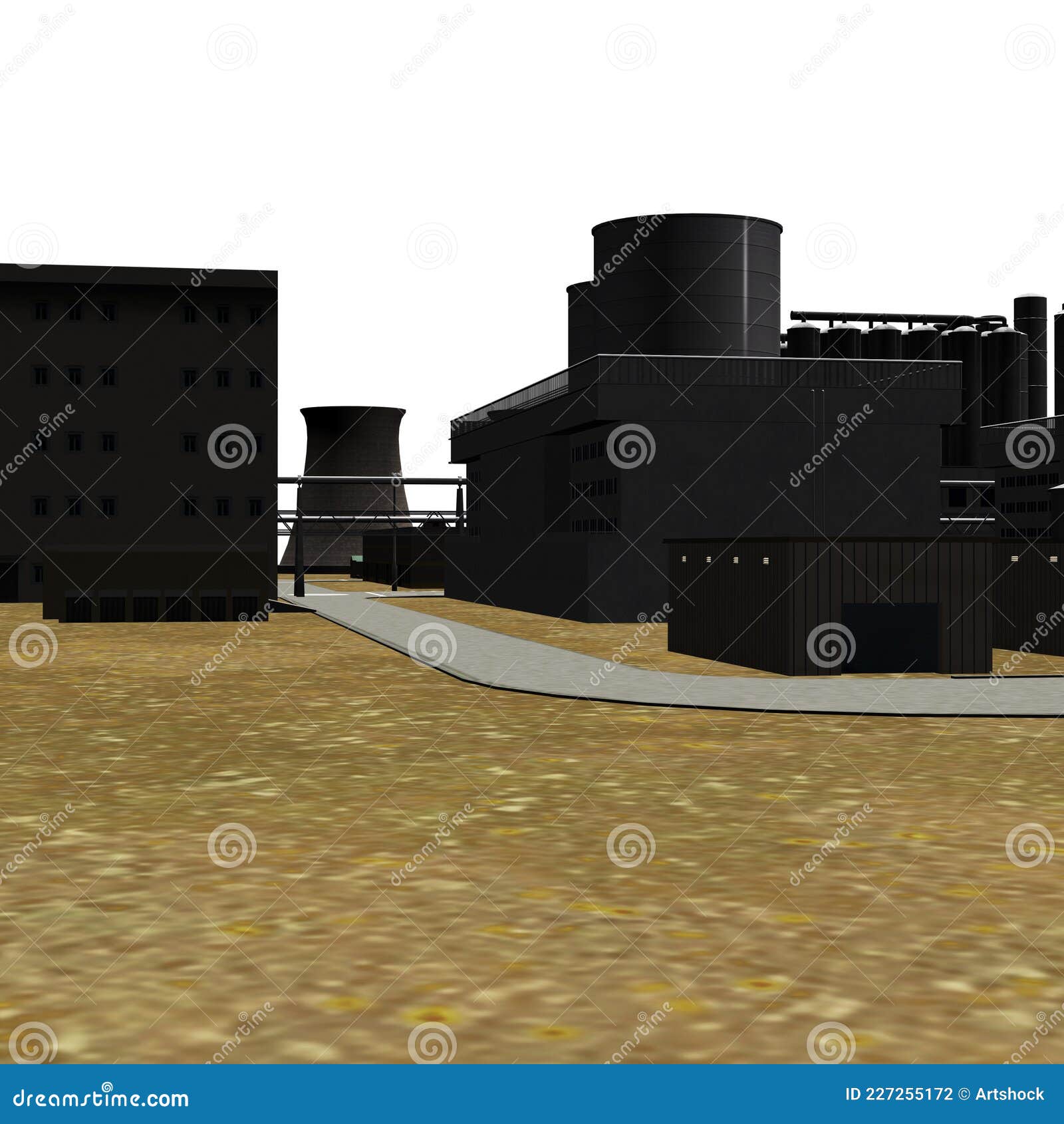 3D Industrial Zone Buildings Stock Illustration Illustration of