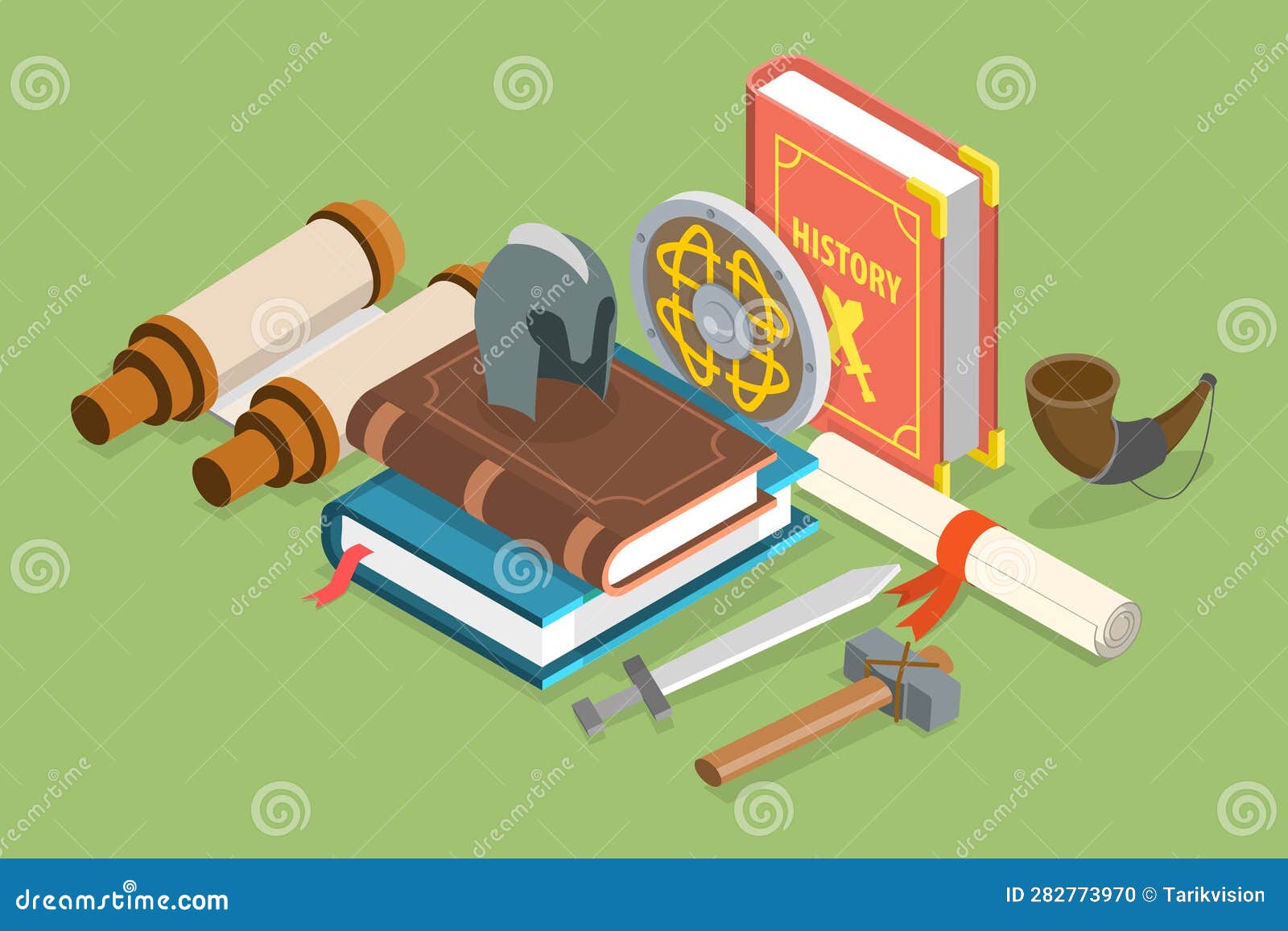 3D Isometric Flat Vector Conceptual Illustration of History Subject