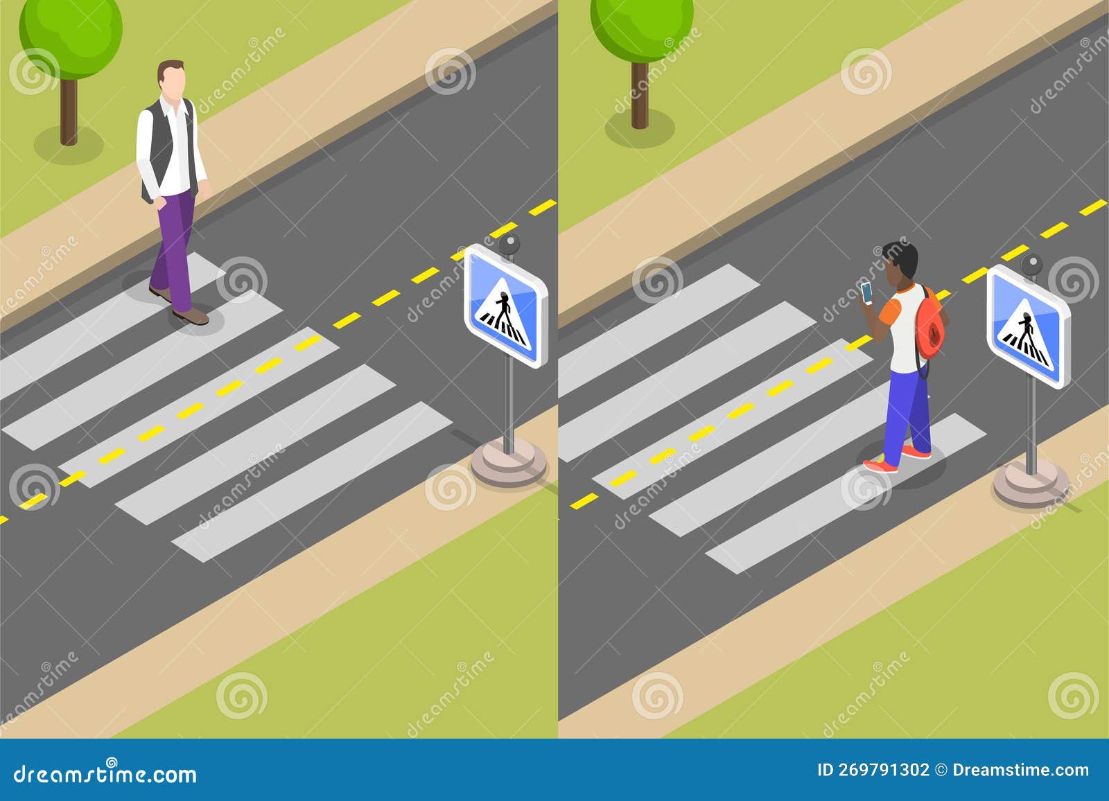 3D Isometric Flat Vector Conceptual Illustration Of Pedestrian