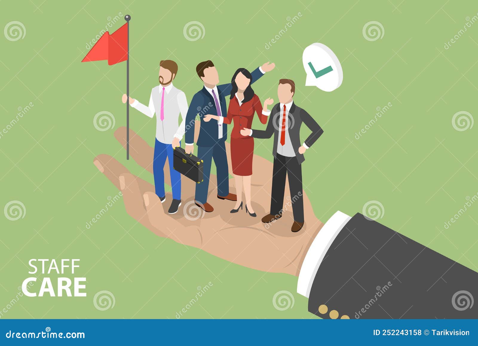 3D Isometric Flat Vector Conceptual Illustration of Staff Care Stock