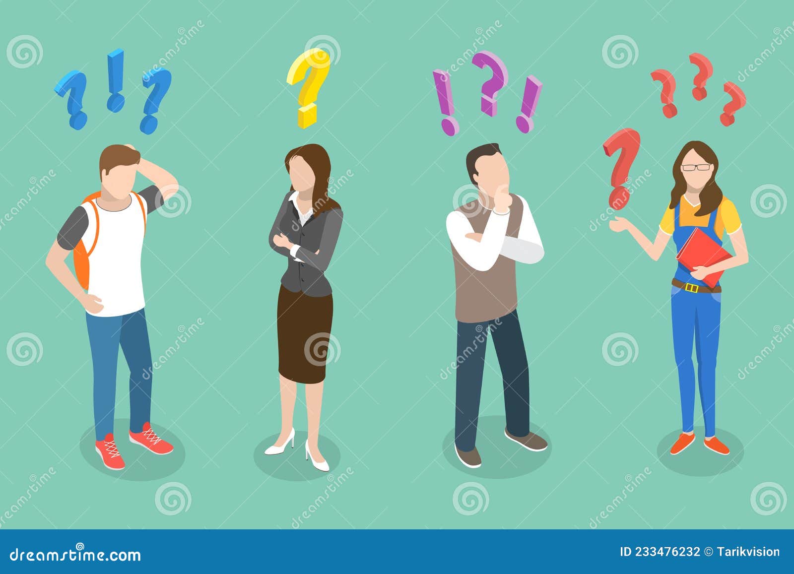 3D Isometric Flat Vector Conceptual Illustration of Thinking People ...