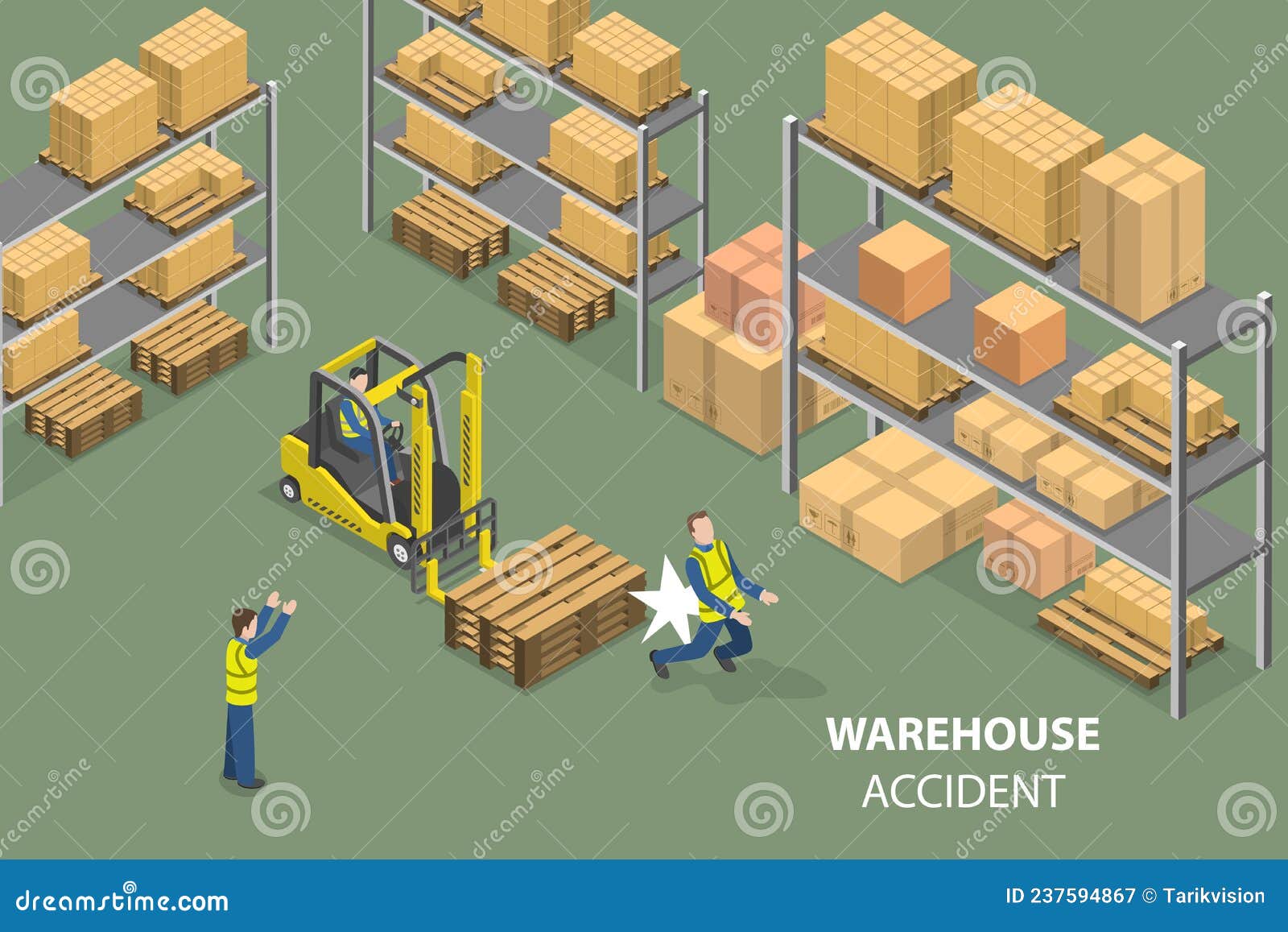 3D Isometric Flat Vector Conceptual Illustration of Warehouse Accident