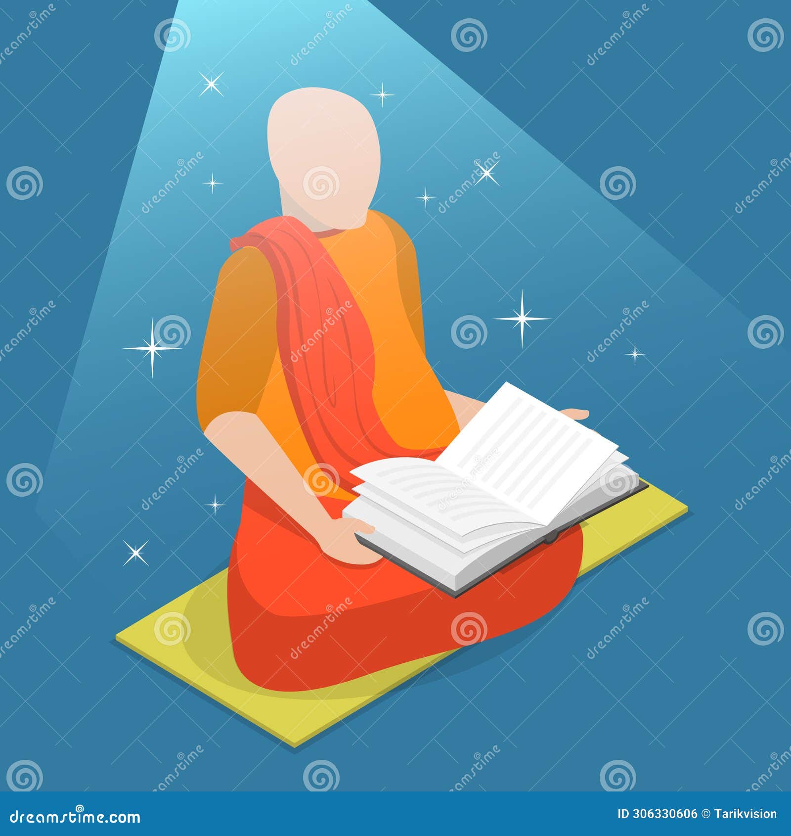 3D Isometric Flat Vector Illustration of Buddhist Monk Stock Vector Illustration of monk book 306330606