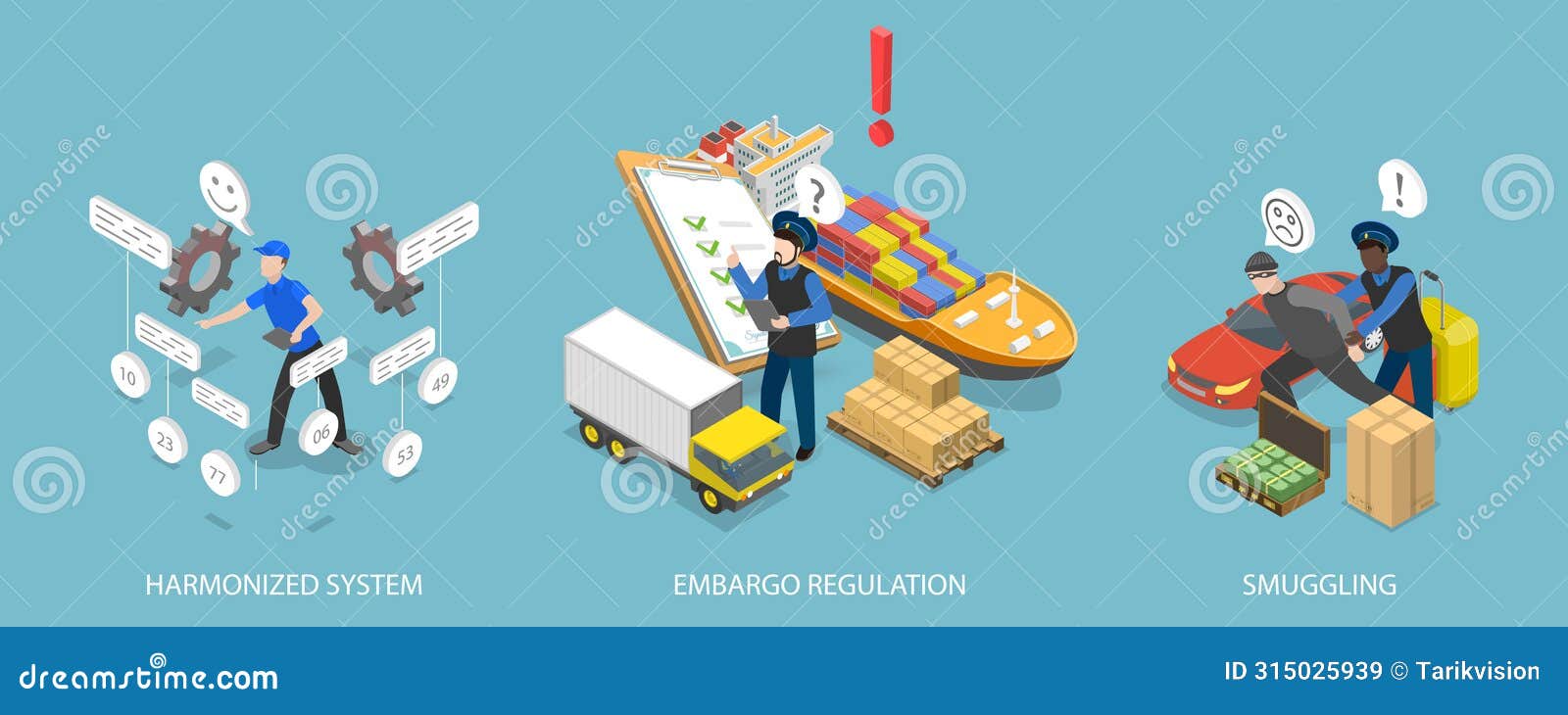 3d isometric flat   of smuggling