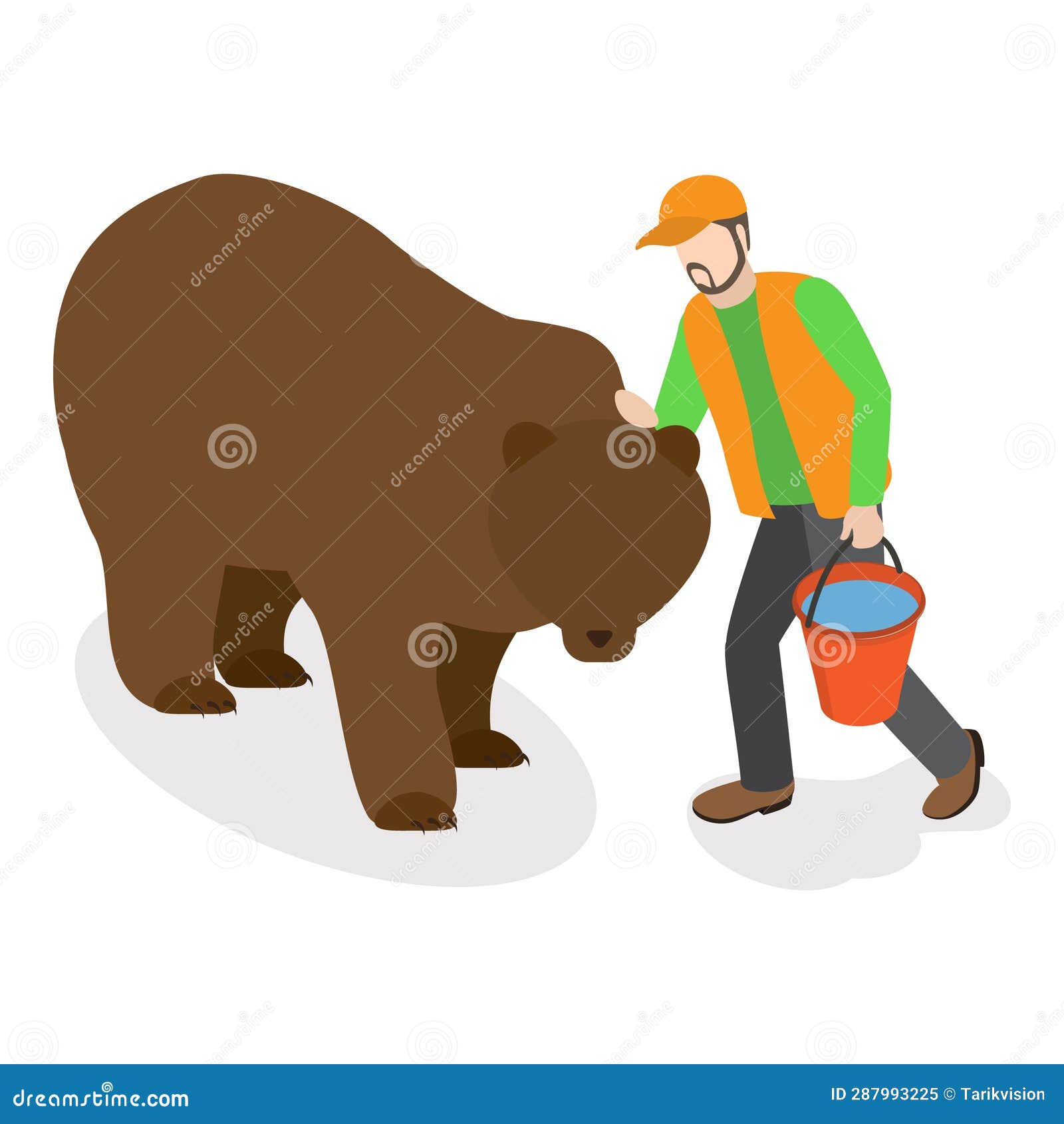 3d isometric flat  set of zookeepers. item 3