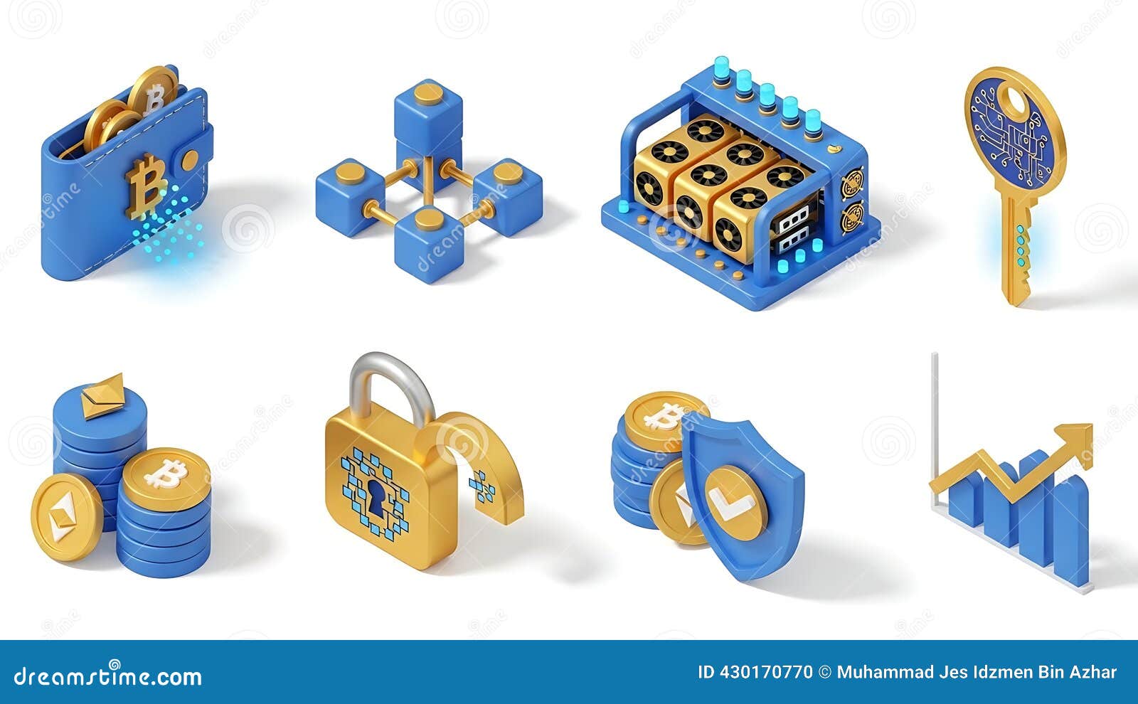 Cryptocurrency and Blockchain Isometric Icons Set Stock Illustration -  Illustration of online, innovation: 430170770