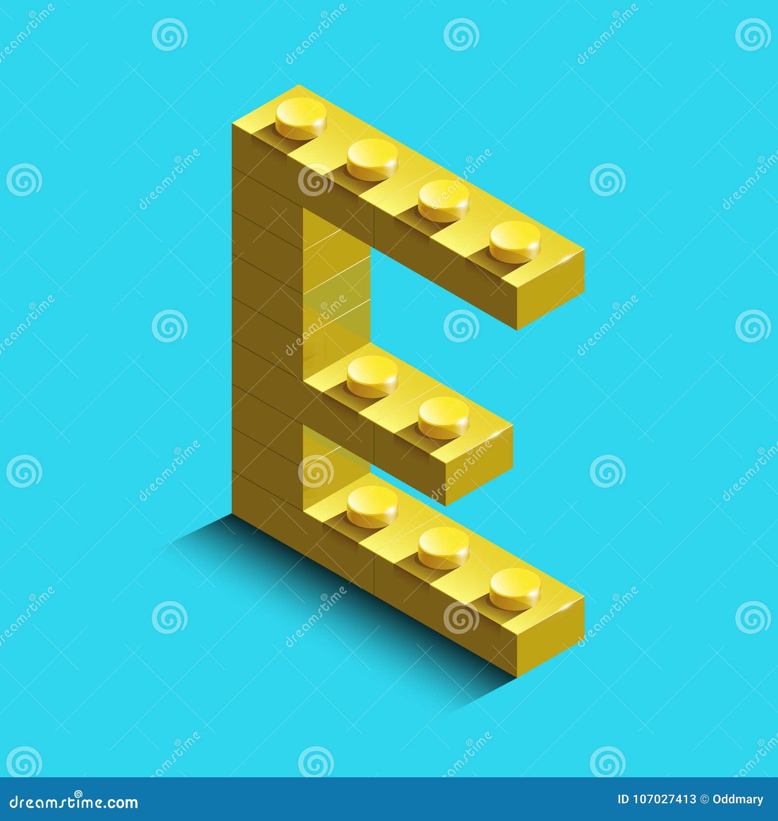 3d Isometric Letter E Of The Alphabet From Lego Bricks 3d Stock Vector Illustration Of Graphic Isometric