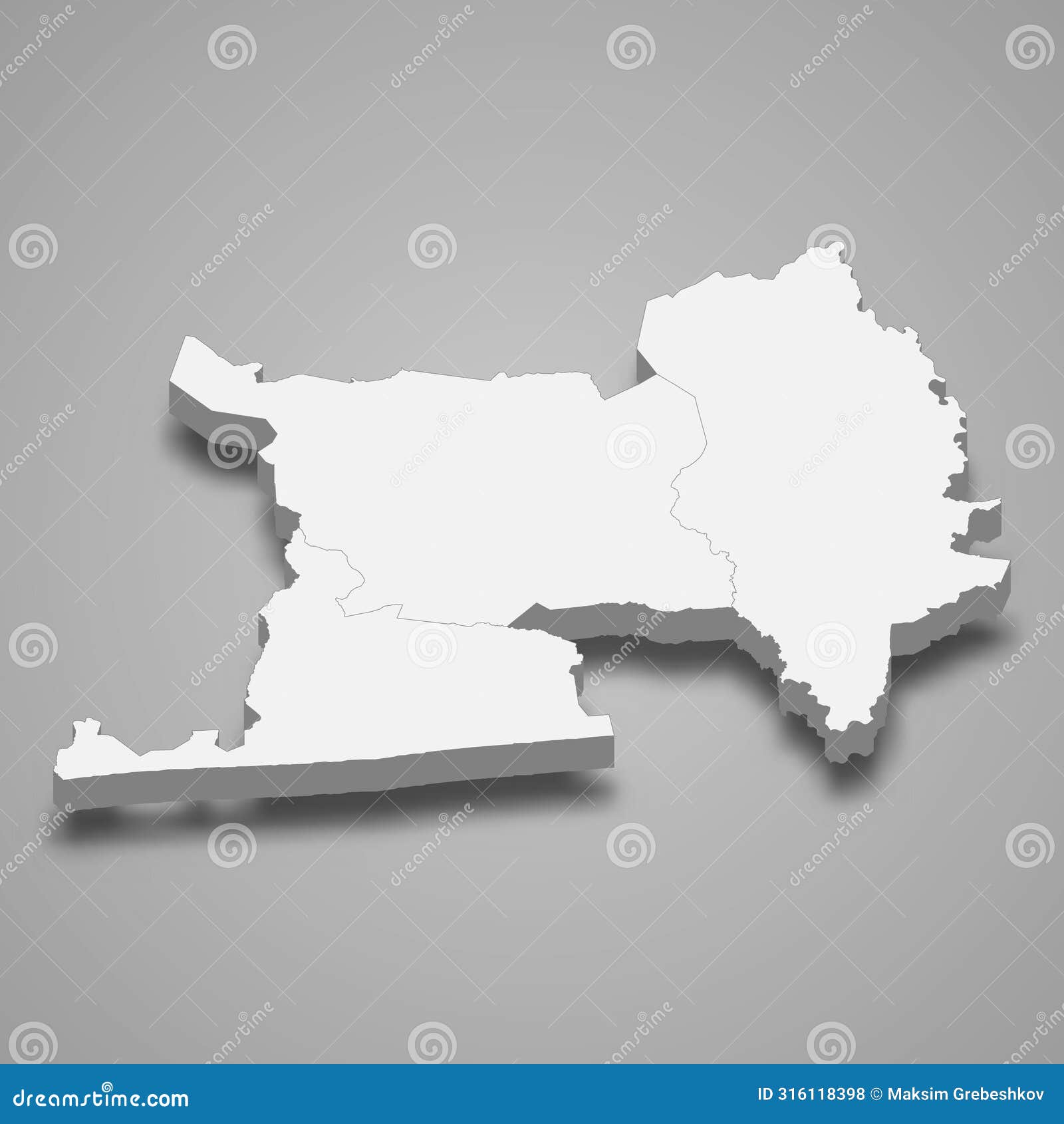 3d isometric map of lagunes is autonomous districts of ivory coa