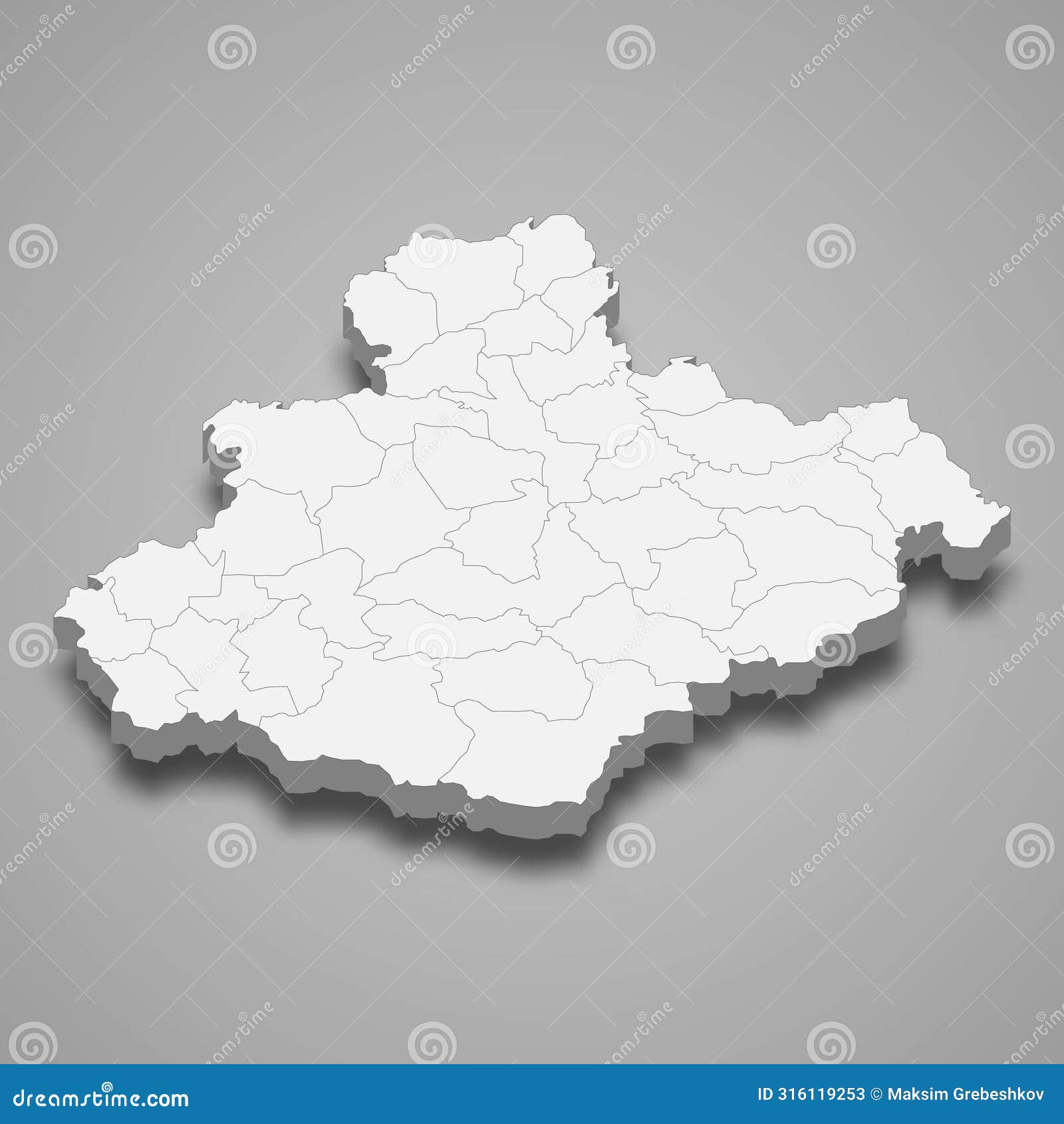3d isometric map of relizane is a region of algeria