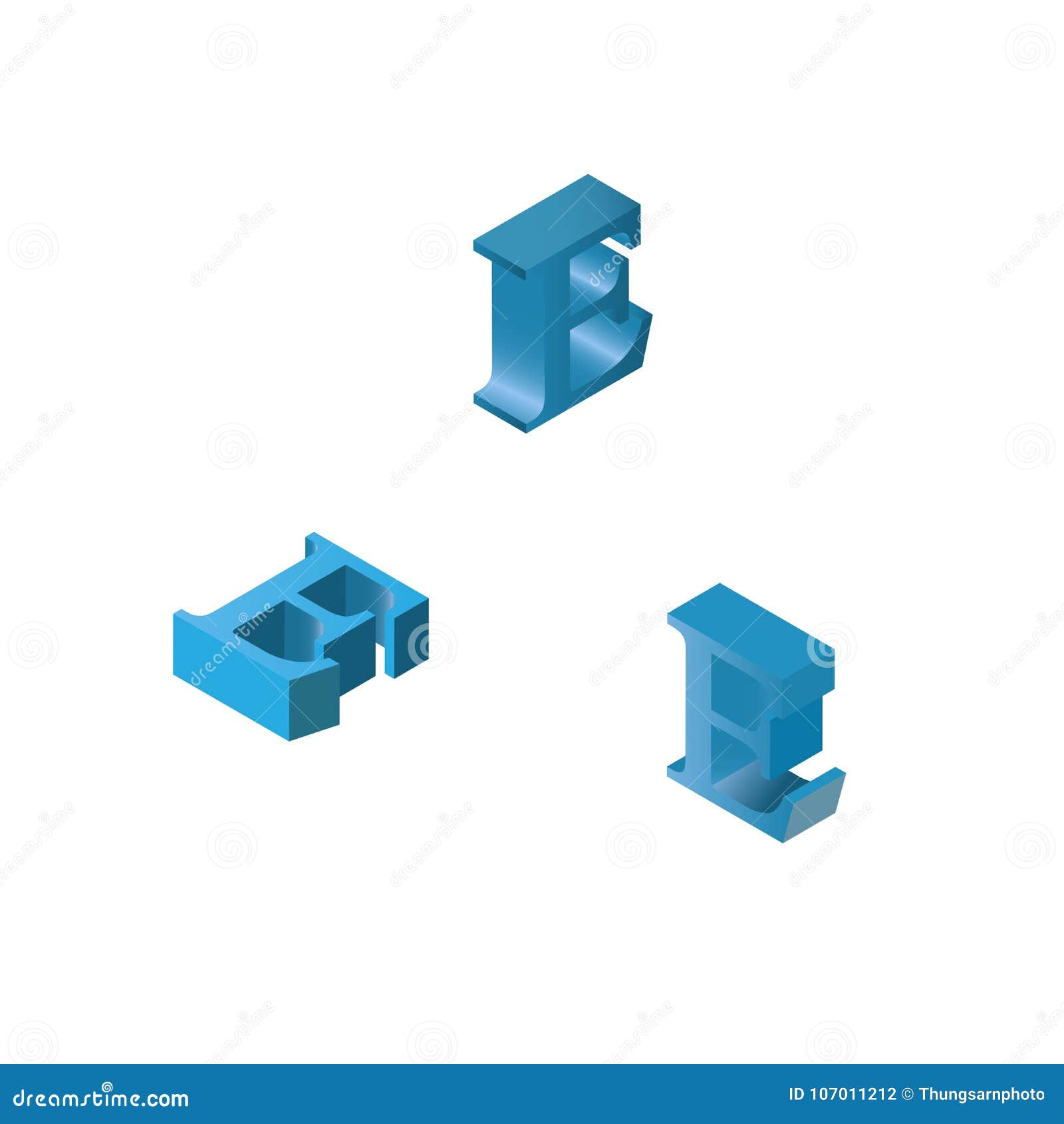 3D Isometric Set of E Letters Stock Vector Illustration of