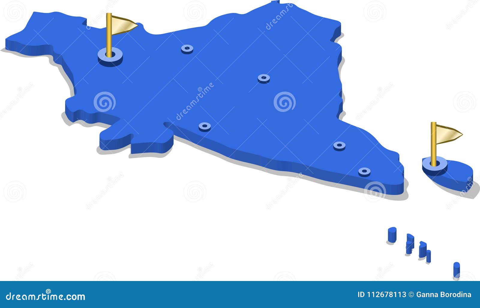 3d Isometric View Map of India with Blue Surface and Cities. Stock ...