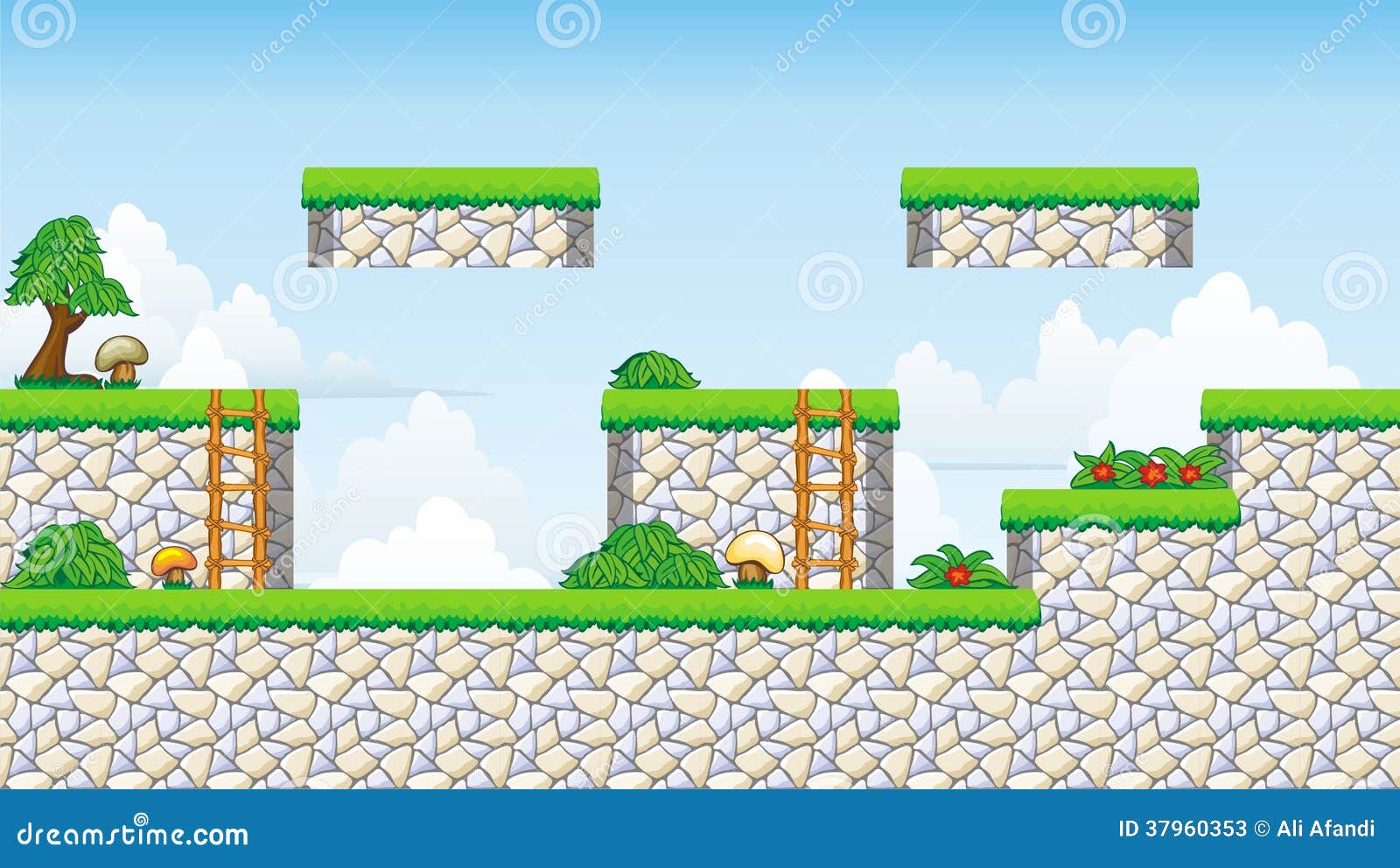 Plataforma de tileset e plano de fundo para criar jogos para