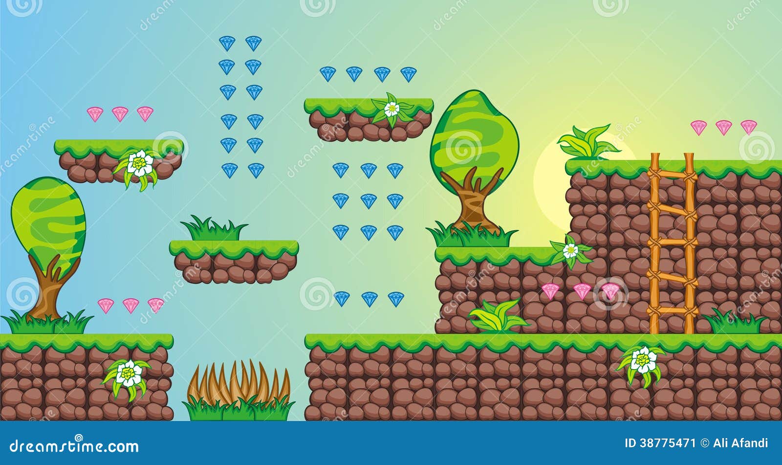 Plataforma de tileset e plano de fundo para criar jogos para