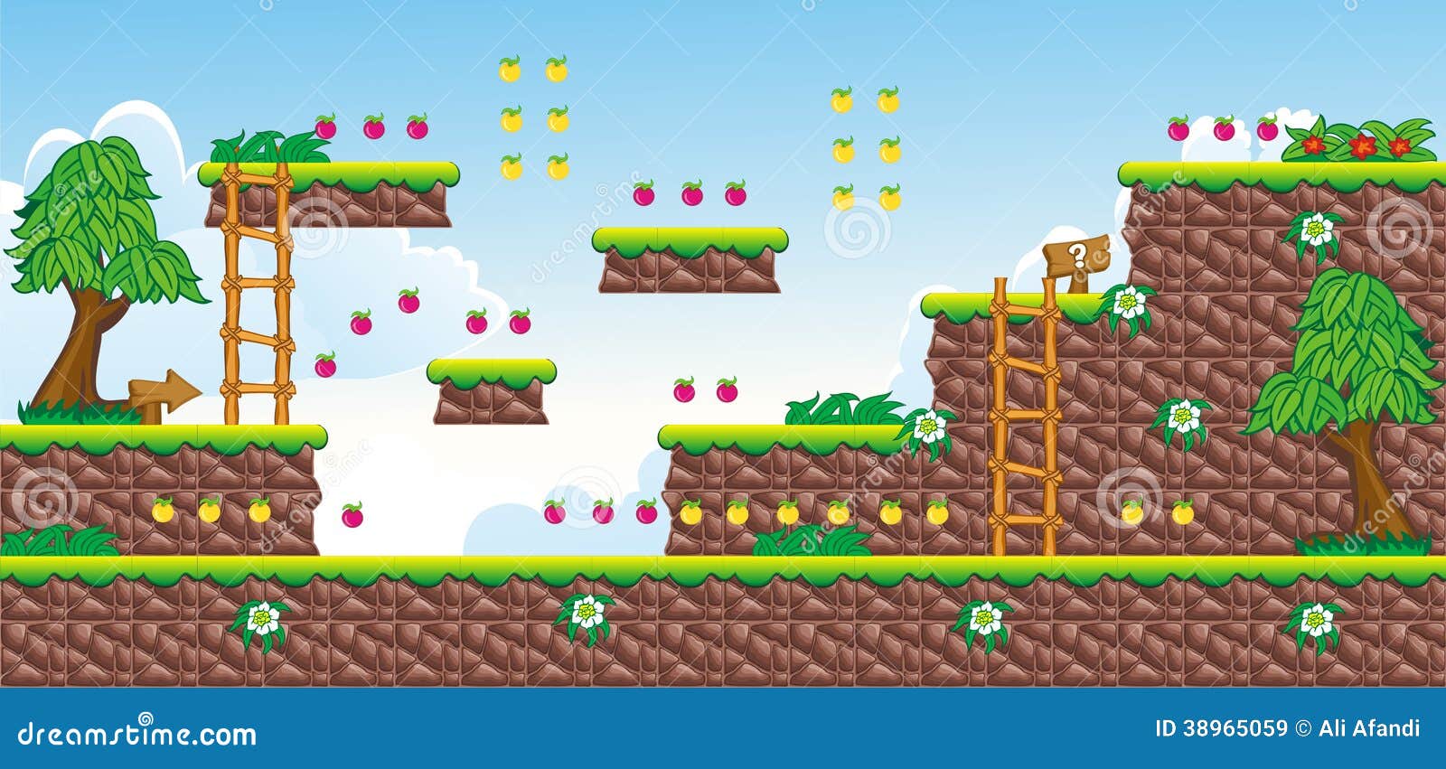 2D Jogo 18 Da Plataforma De Tileset Ilustração do Vetor