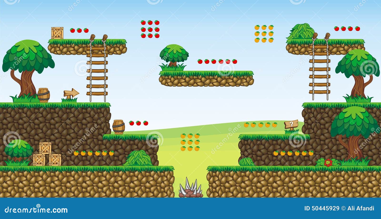 2D Jogo 56 Da Plataforma De Tileset Ilustração do Vetor