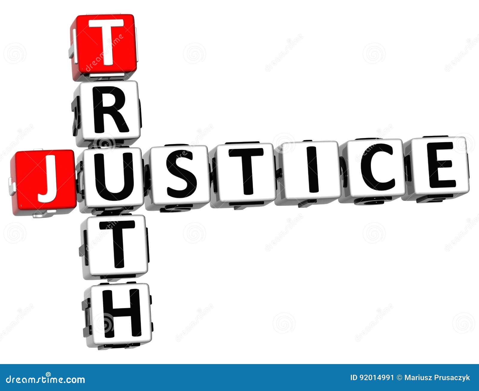 3D justice Truth Crossword sur le fond blanc