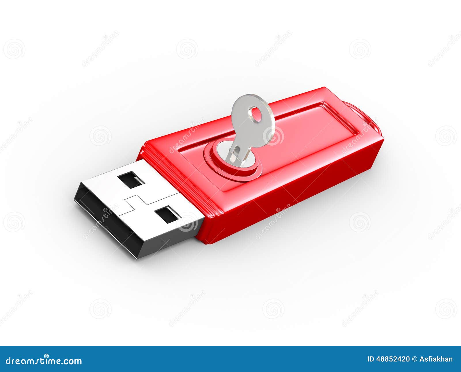 Slik penge stå 3d Key and Locked Usb Flash Drive Stock Illustration - Illustration of  concept, idea: 48852420