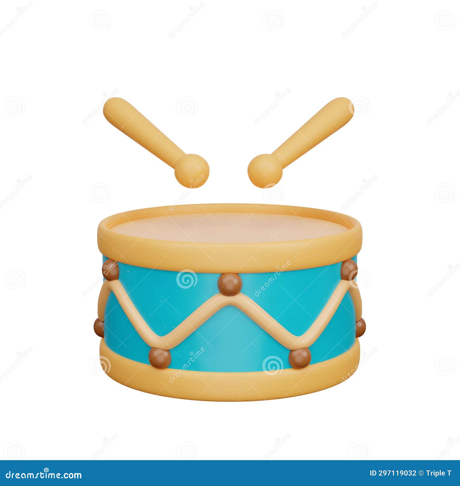 3D Kids Toy Wooden Drum, 3d Rendering Stock Illustration Illustration