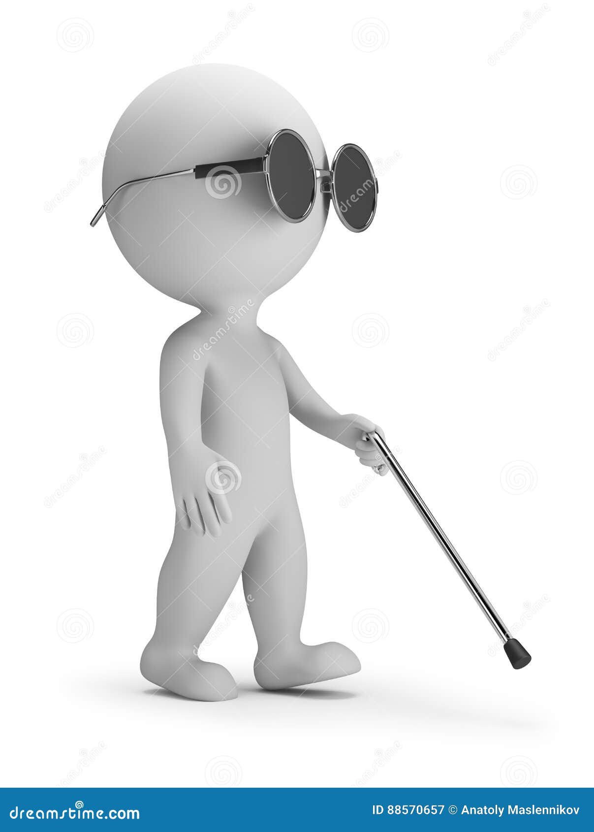 3d kleine blinde mensen - stock illustratie. Illustration of