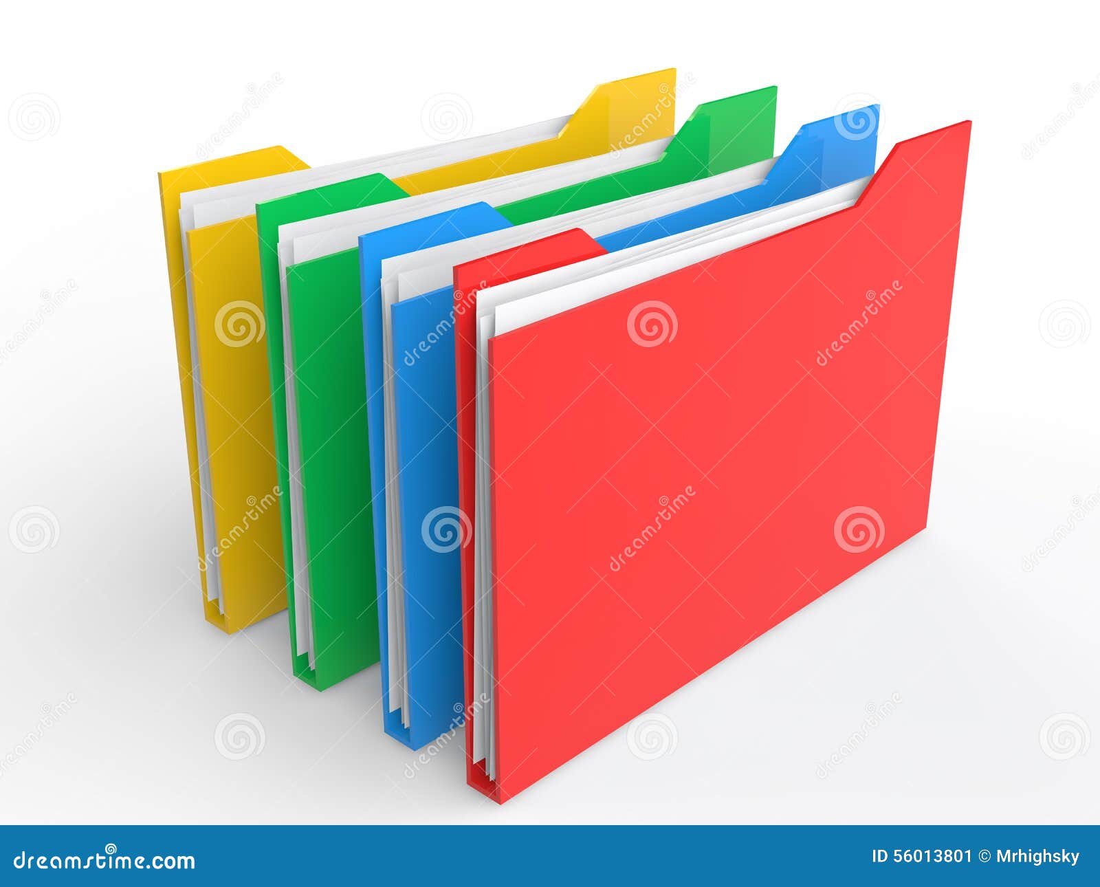 3d kleurrijke dossieromslagen. 3d geef van kleurrijke dossieromslagen terug