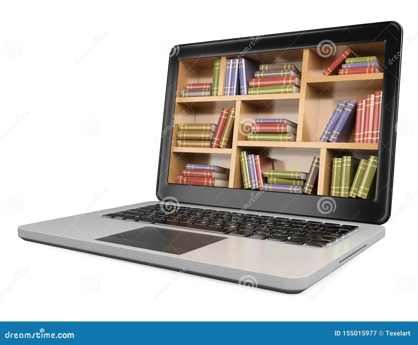 3D Laptop. Digital Library Concept Stock Illustration Illustration of