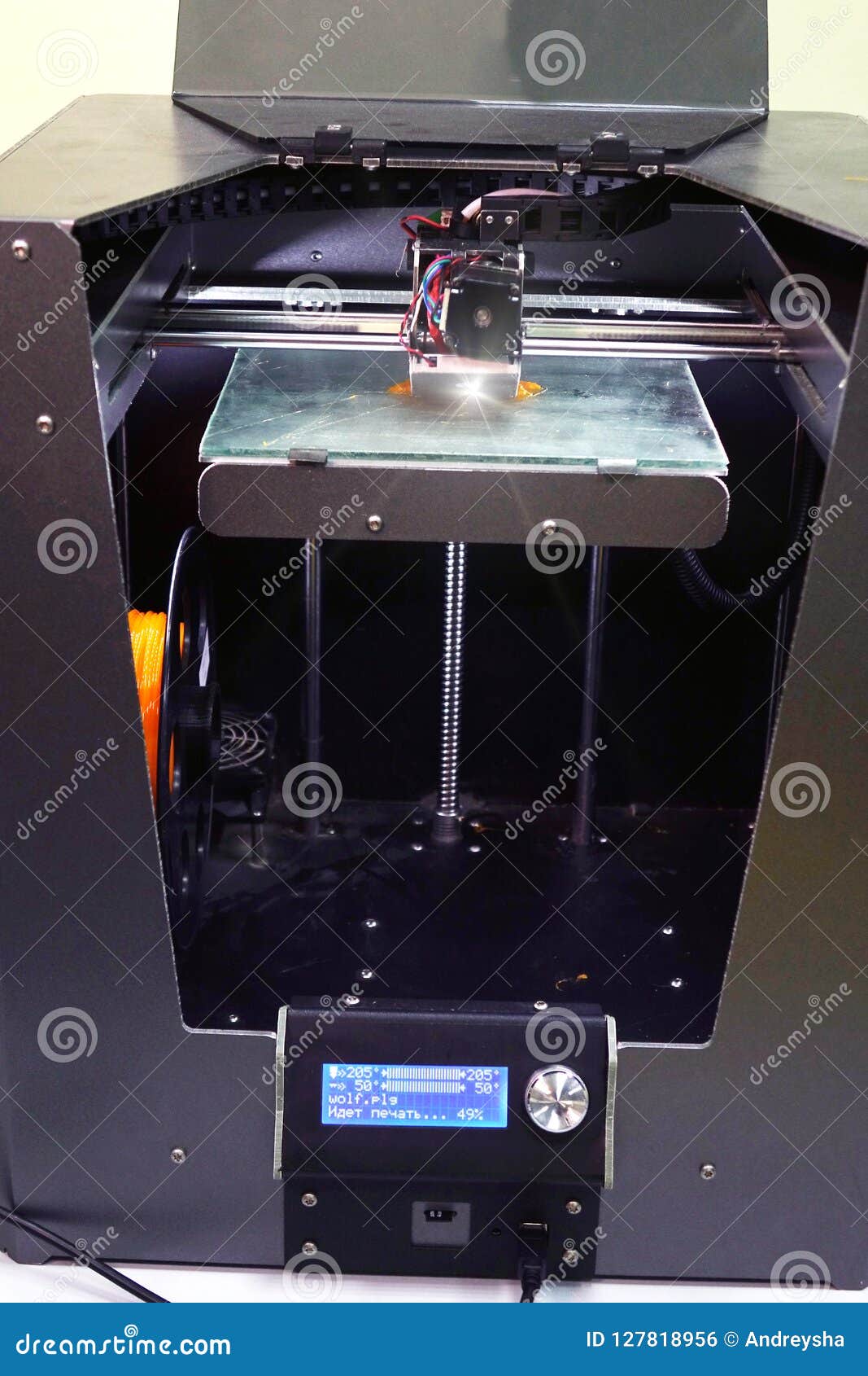 3d Laser Printer Print Parts On A 3d Printer With A Plastic Figure Stock Photo Image Of Printer Objects