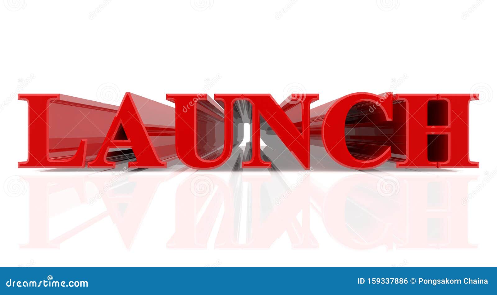 3D LAUNCH Word On White Background 3d Rendering Stock Illustration