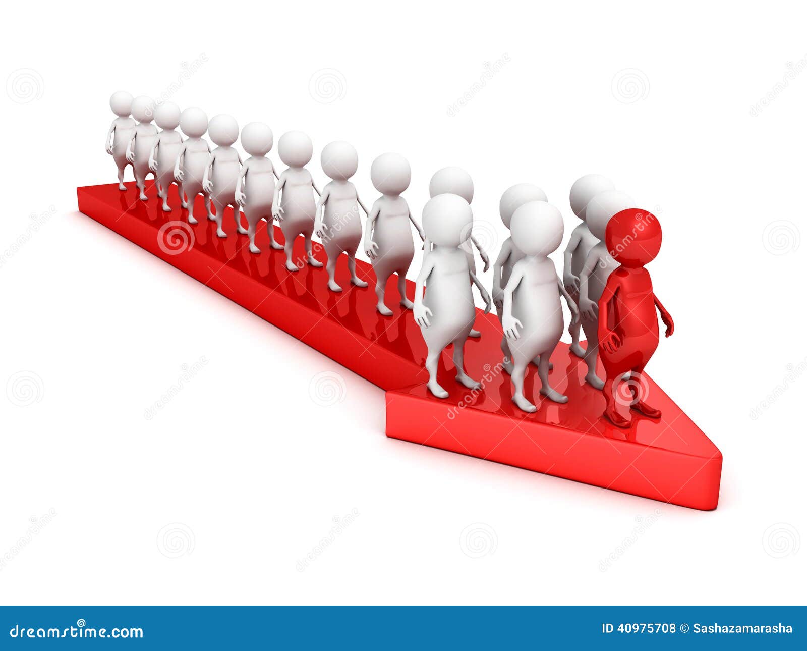 3d Leader Person Of Team On Arrow Forward Stock Illustration Image