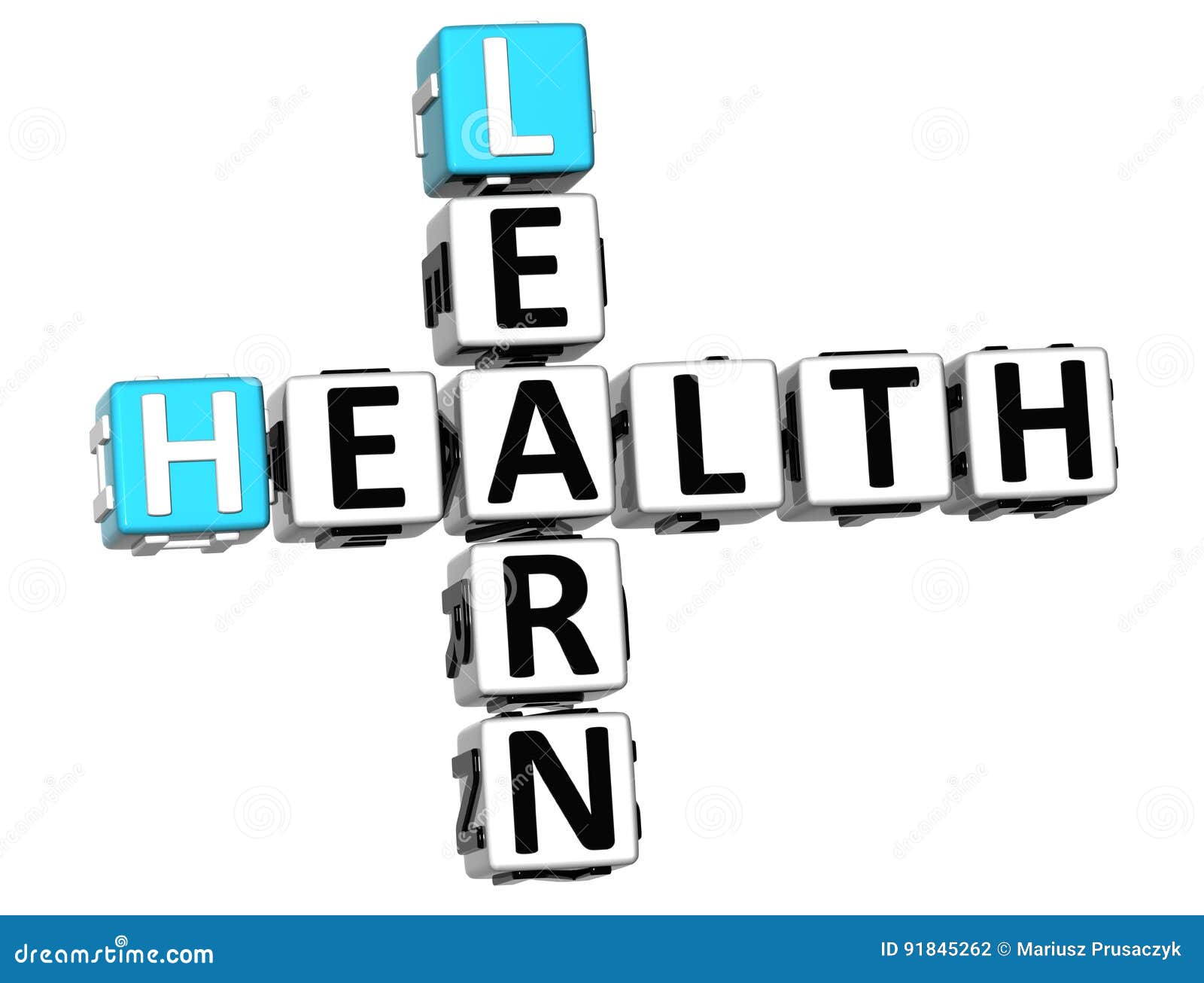 3d learn health crossword on white background