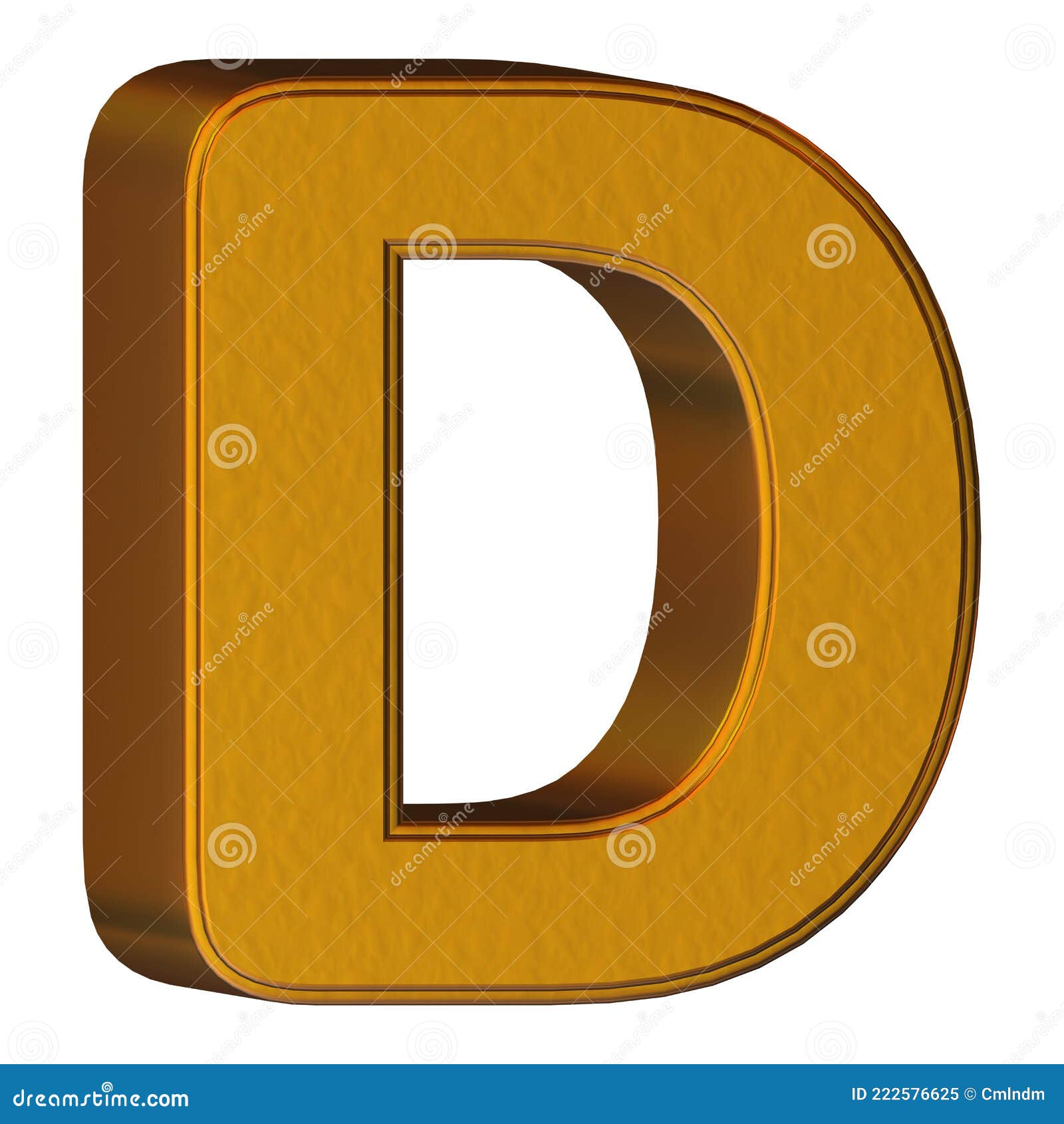 3d Letter D Made of Gold Isolated on a White Background Stock ...