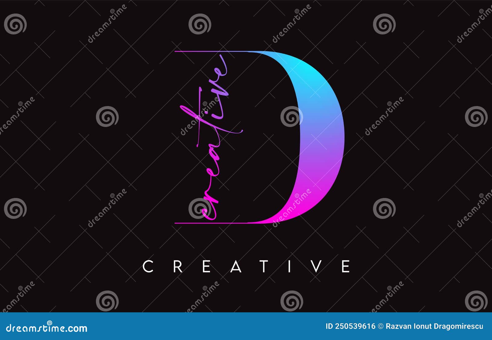 D Letter Design with Creative Cut and Serif Font in Purple Blue Colors ...