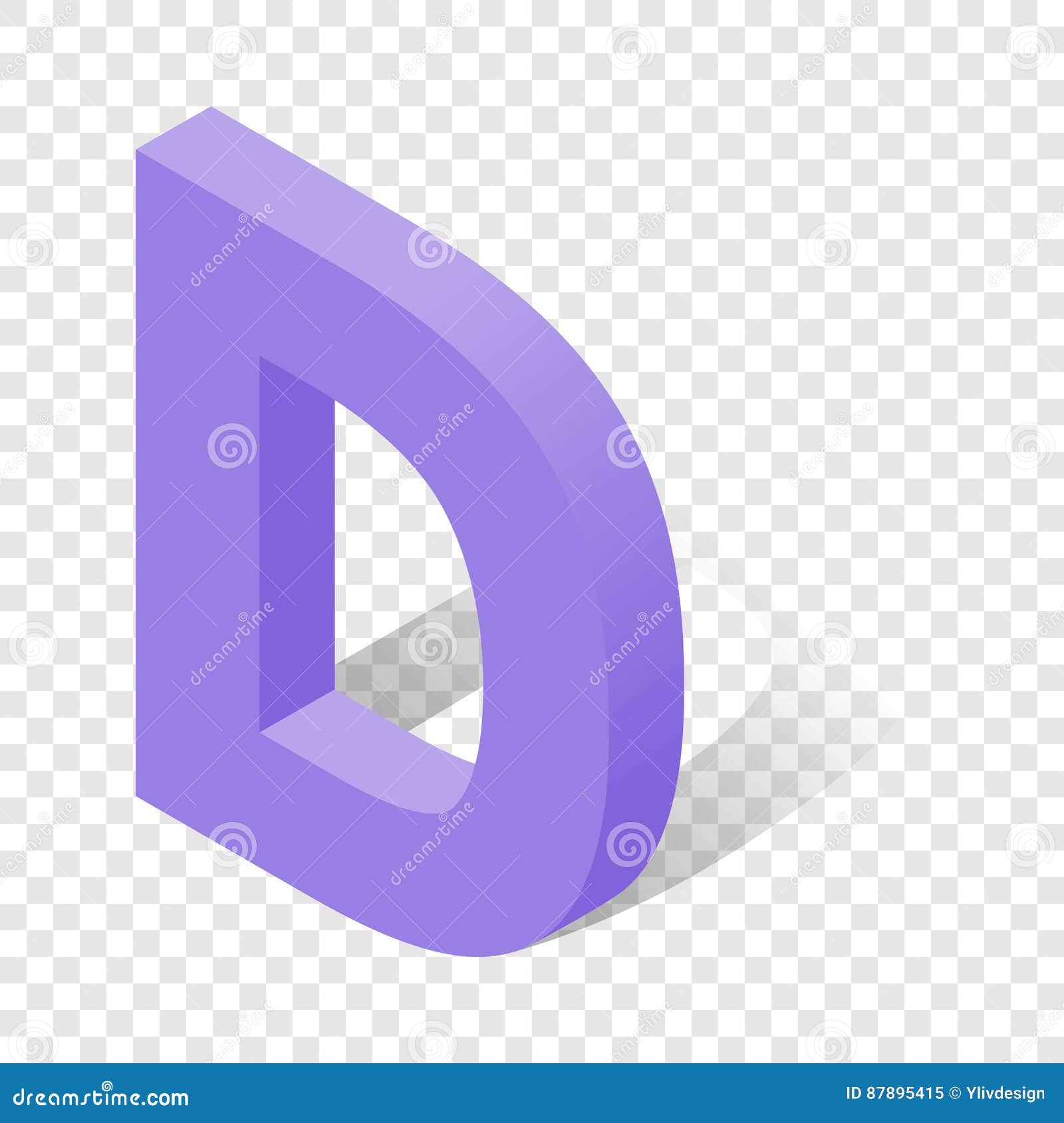 D Letter in Isometric 3d Style with Shadow Stock Vector Illustration