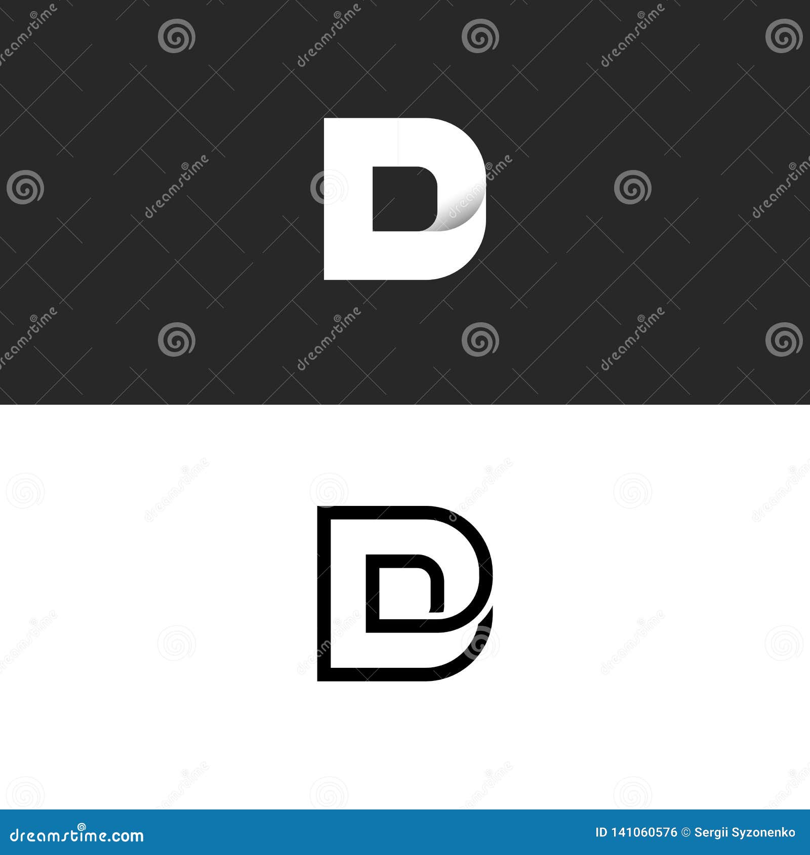 D Letter Logo Monogram, Typography Design Element Mockup, Combination