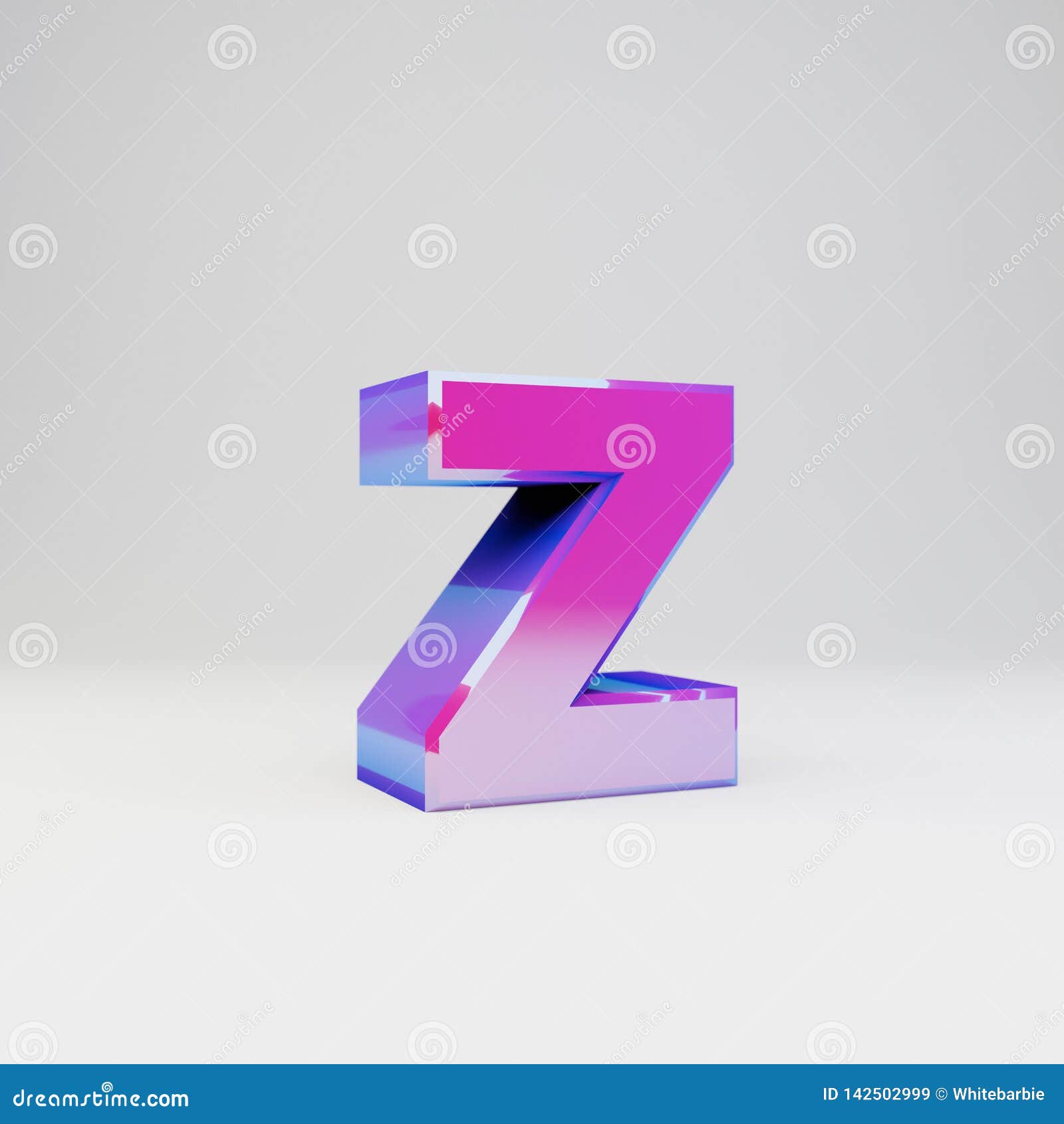 3d Letter Z Lowercase. Rendered Multicolor Metal Font with Glossy ...