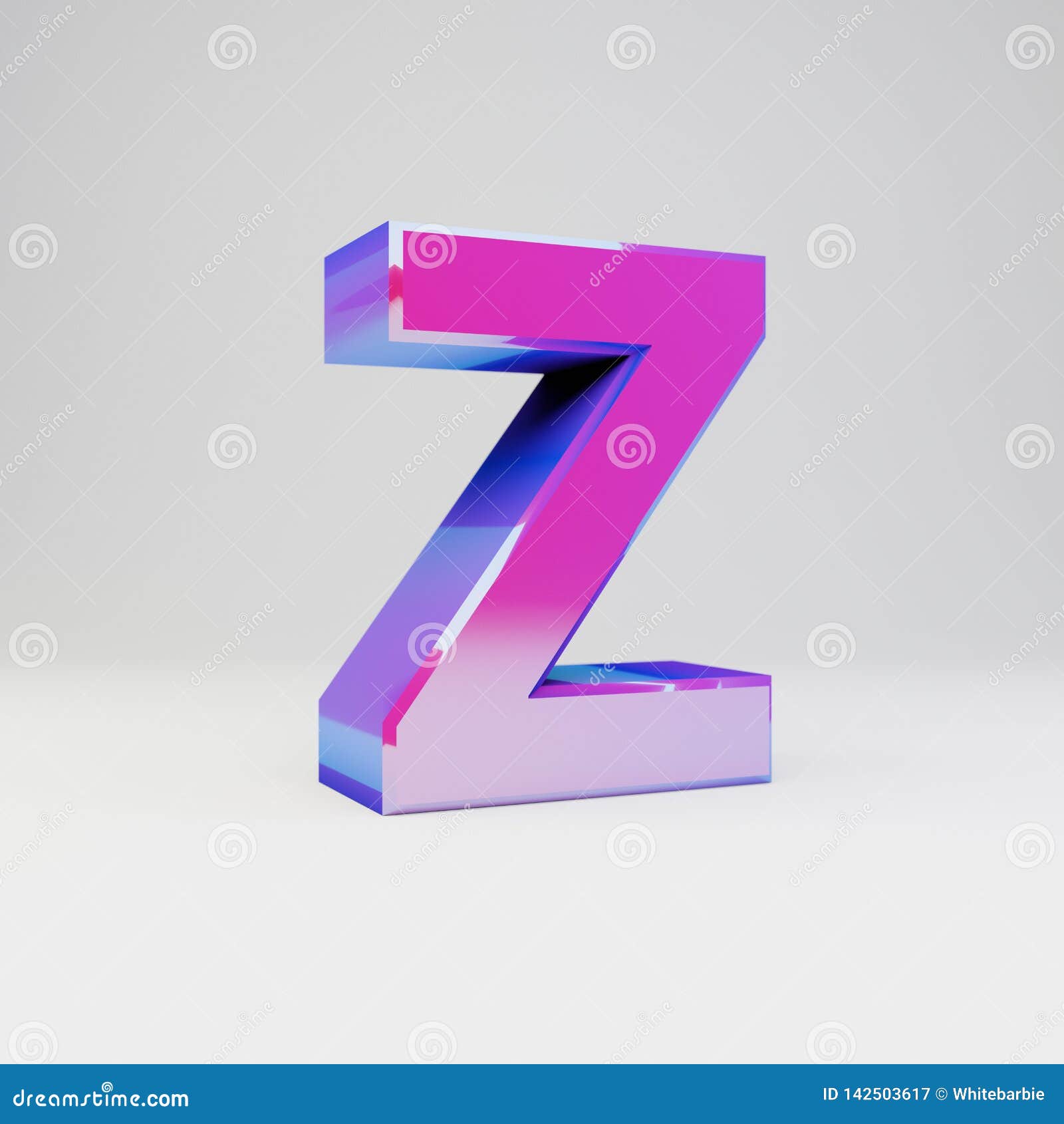 3d Letter Z Uppercase. Rendered Multicolor Metal Font with Glossy ...