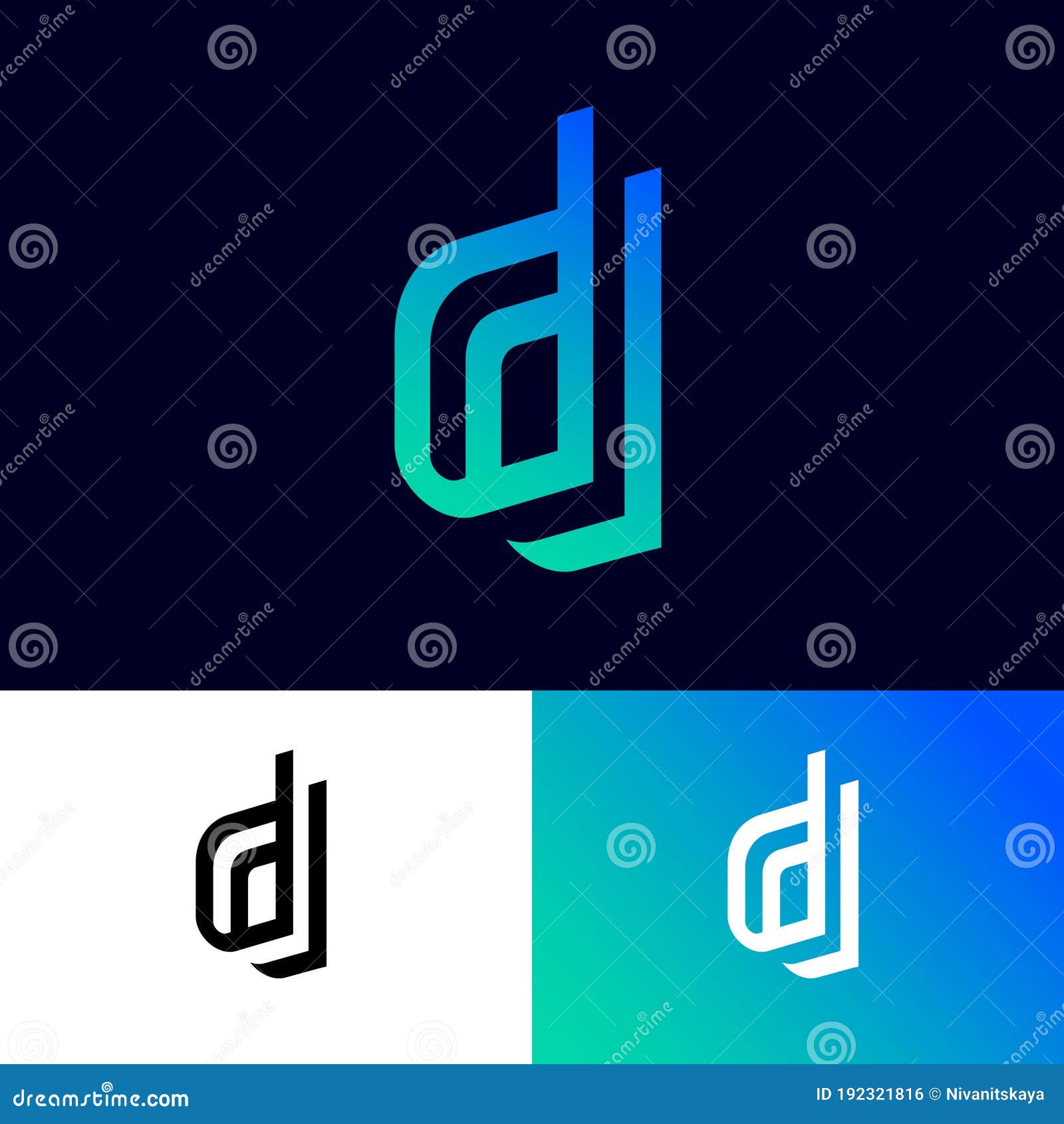 D Letters on Different Backgrounds. Double D Monogram Consist of