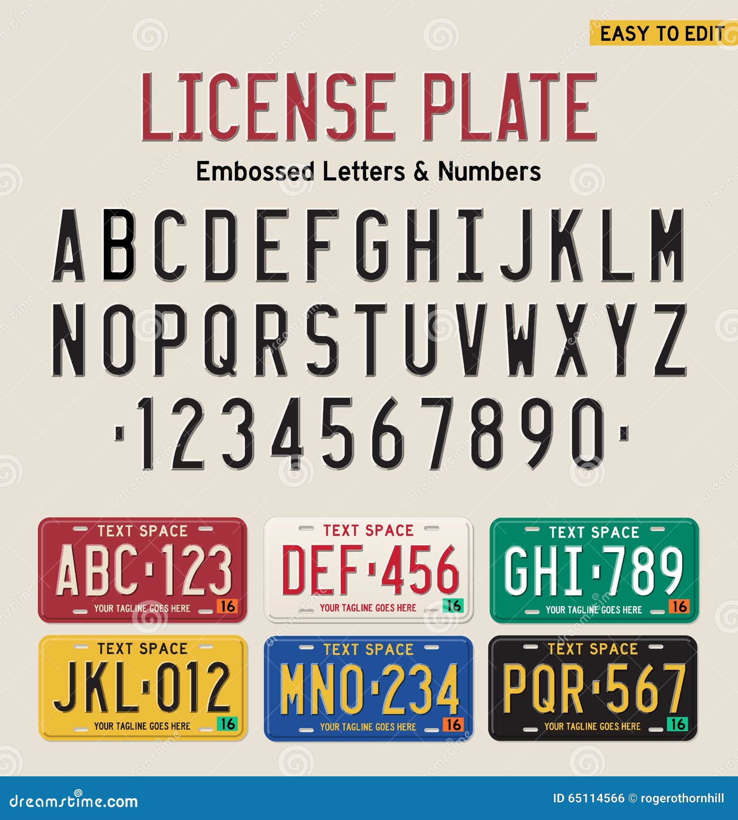 3d license plate font