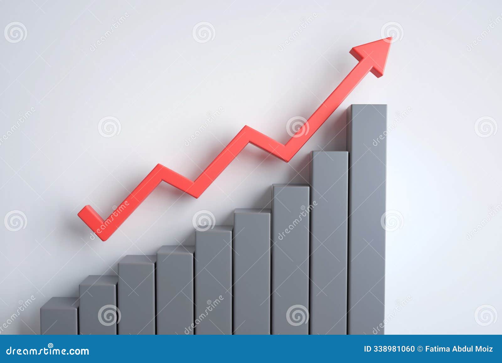 3D Line Chart with a Red Arrow Shows Growth Stock Illustration ...