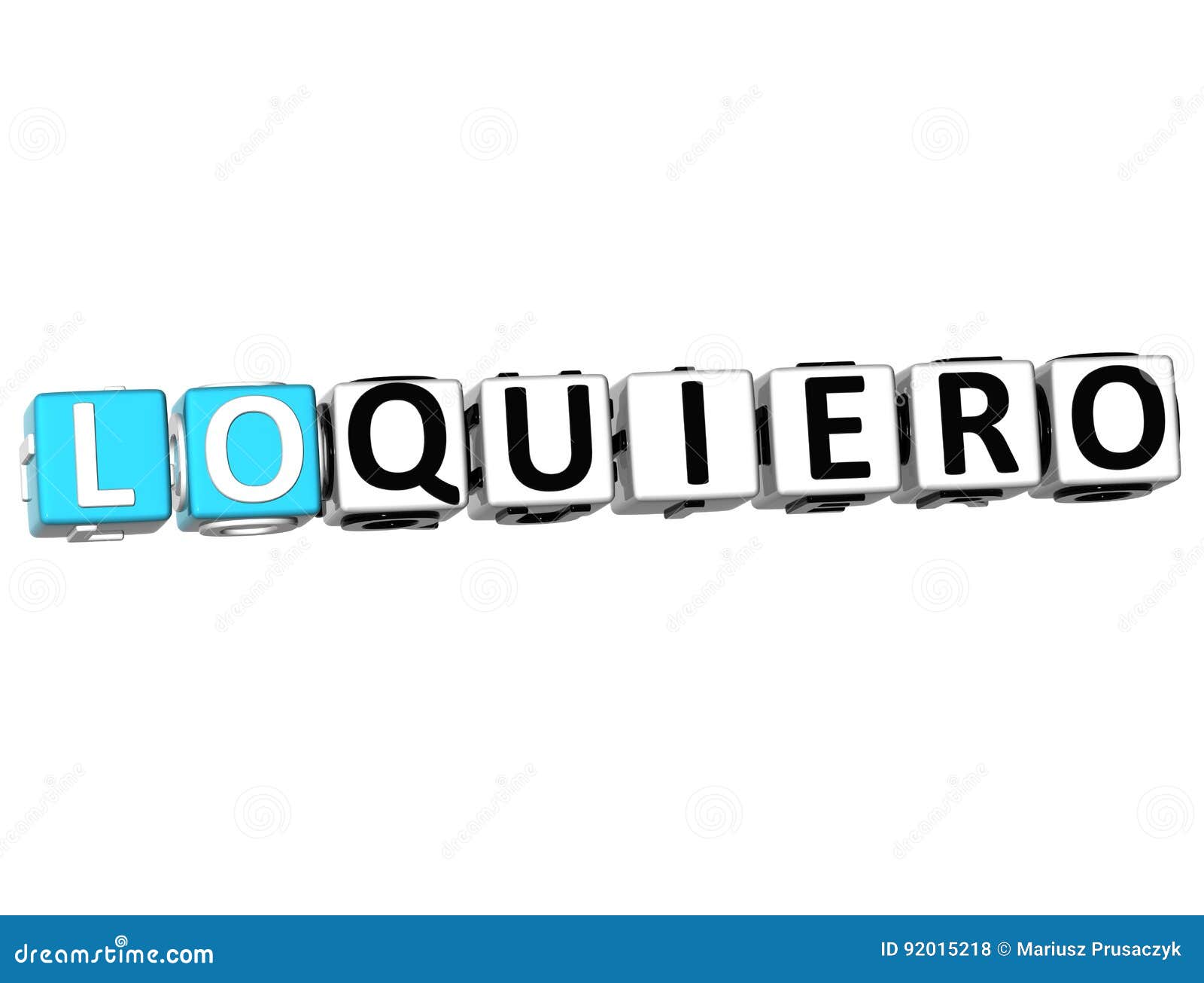 3d lo quiero block text on white background