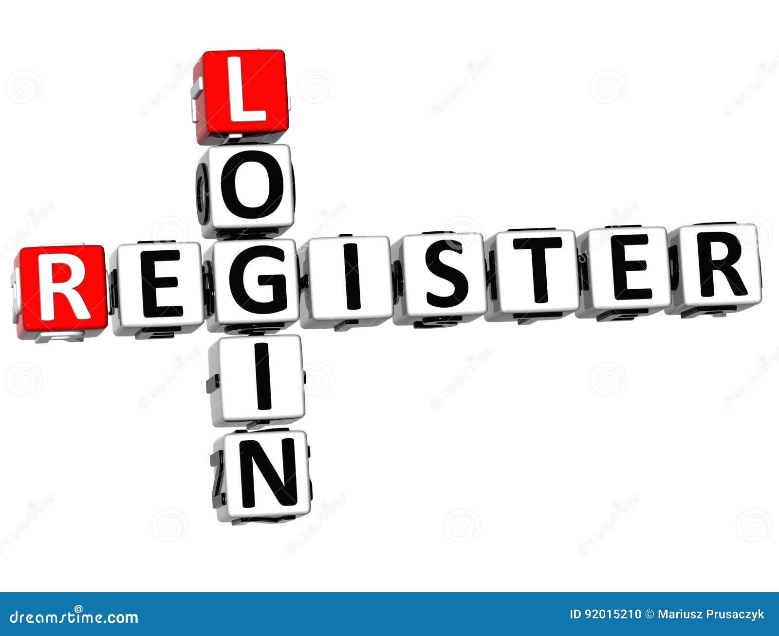 3D Login Register Crossword Stock Illustration Illustration of