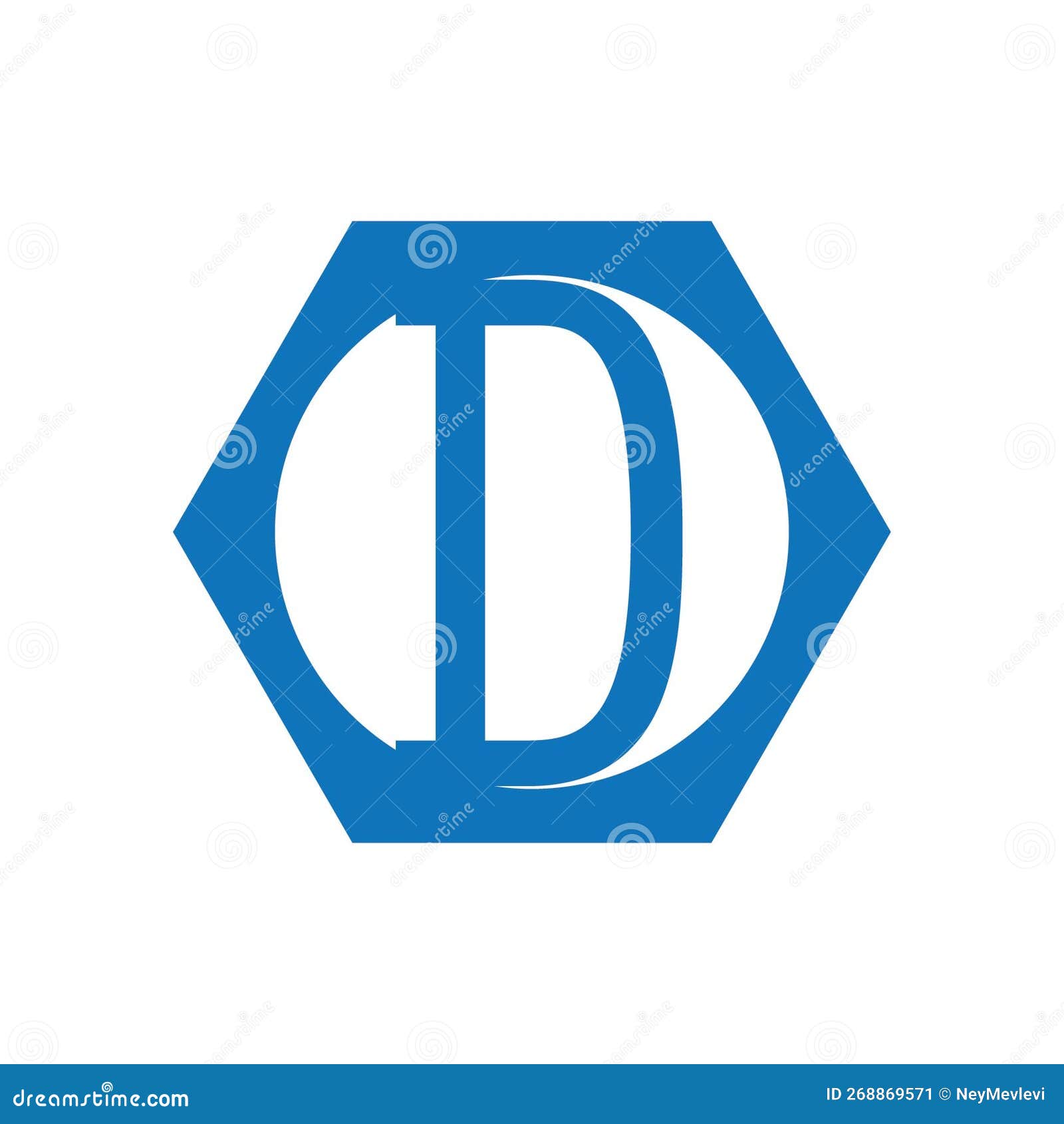 D Logo with a Blue Octagon Frame Shape Stock Vector - Illustration of