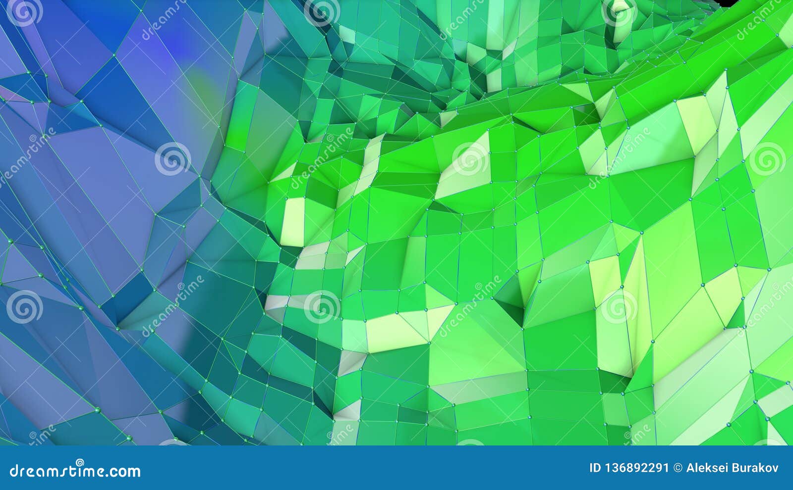 3d low poly abstract geometric background with modern gradient colors. 3d surface blue green gradient colors with grid 6