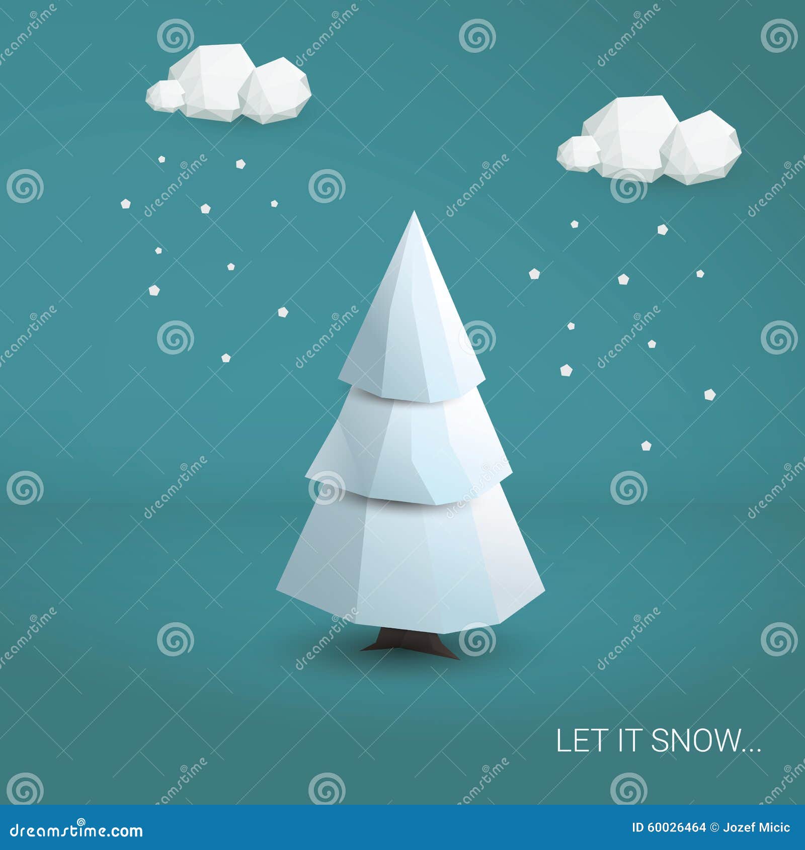 23d Low Poly Christmas Tree Card Template Stock Illustration Intended For 3D Christmas Tree Card Template